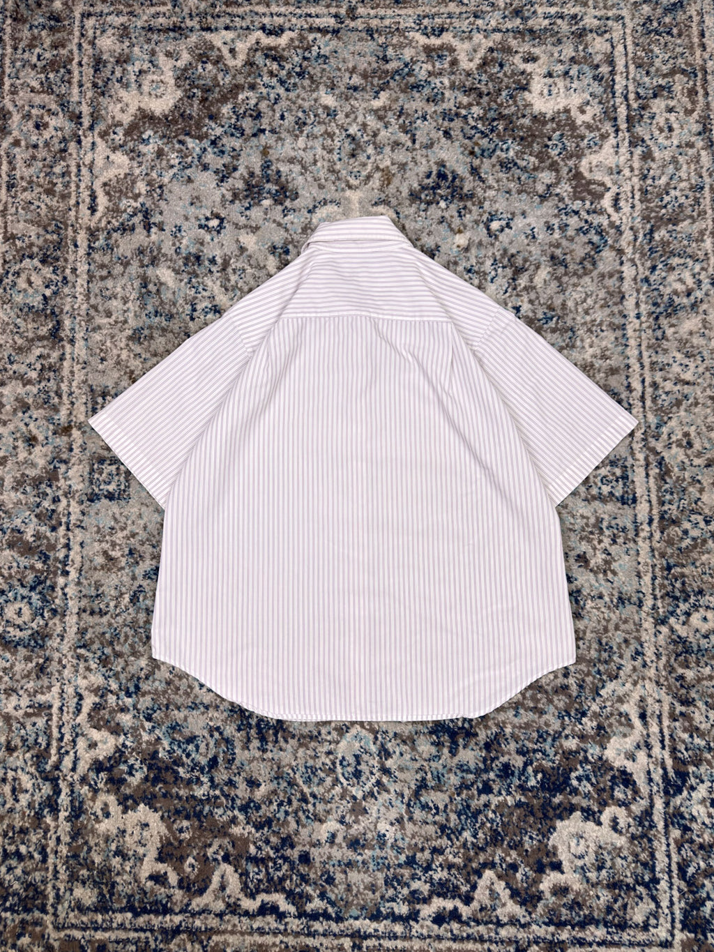 Vintage  Womens Lands End Striped Short Sleeve Button Up Shirt Size Large
