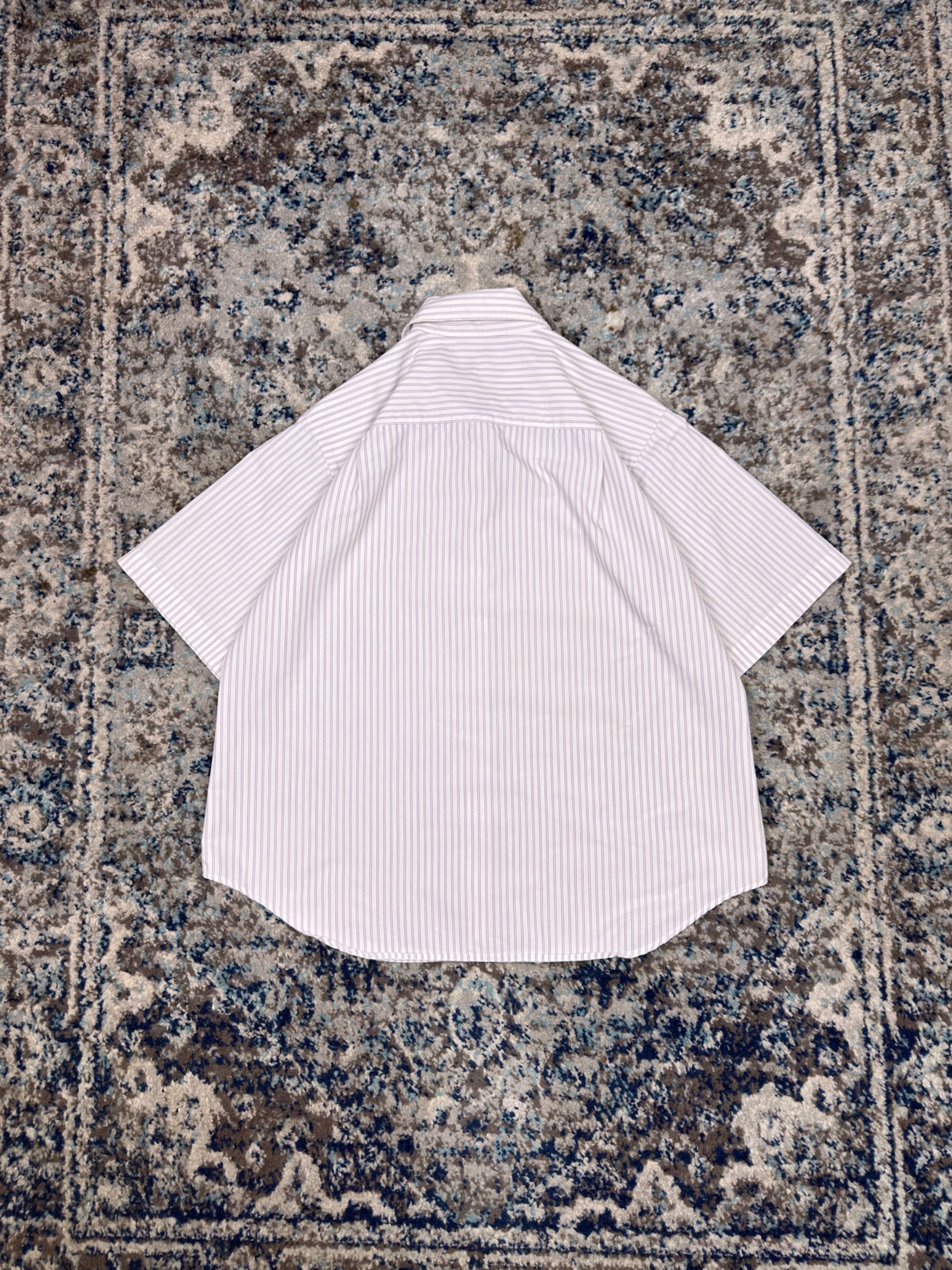 Vintage  Womens Lands End Striped Short Sleeve Button Up Shirt Size Large