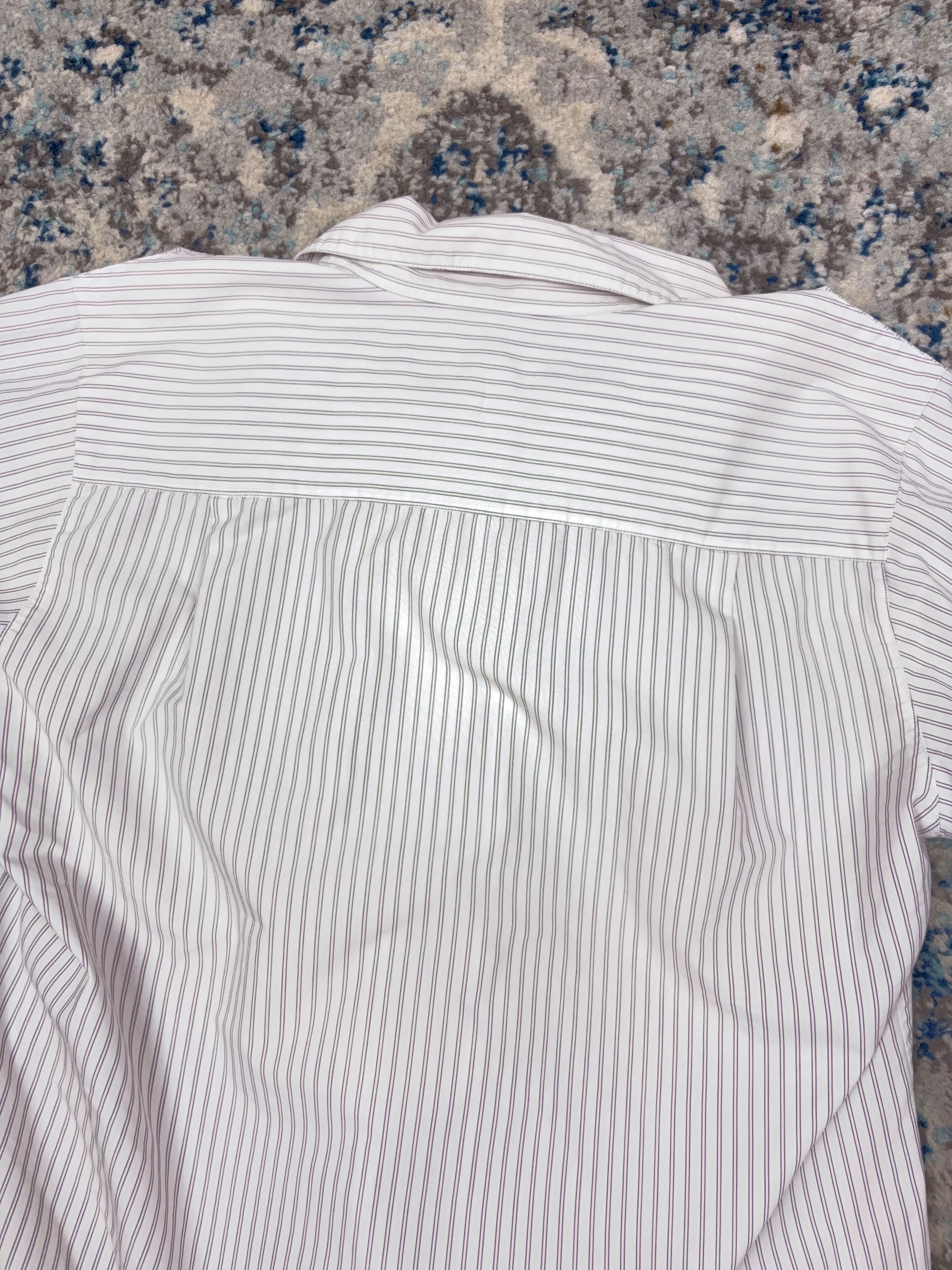 Vintage  Womens Lands End Striped Short Sleeve Button Up Shirt Size Large