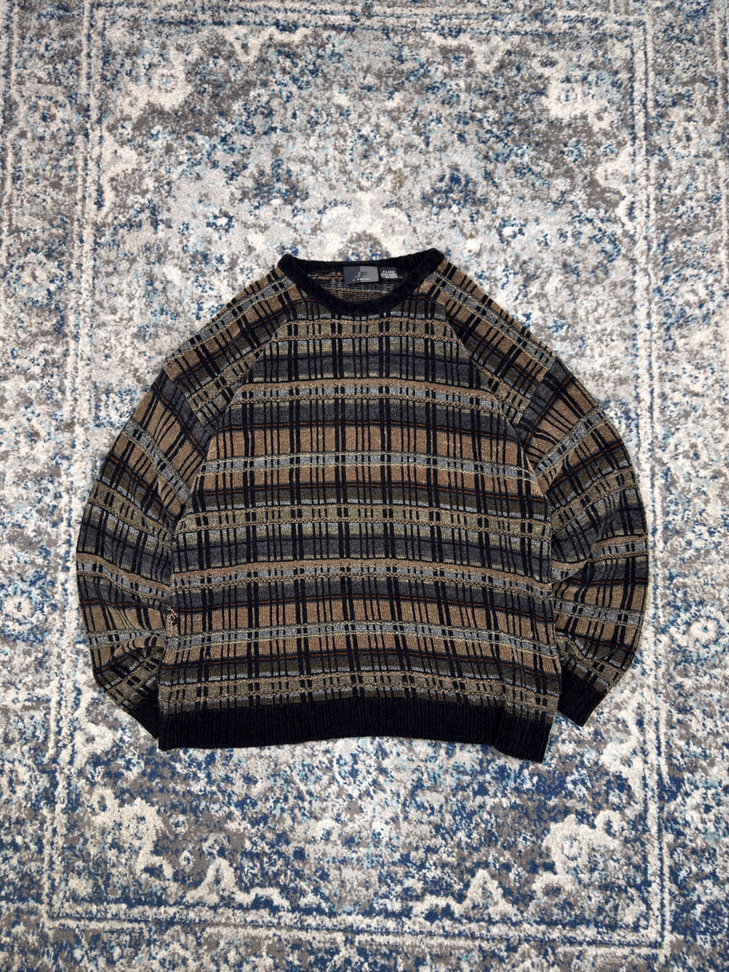 Vintage J. Ferrar Geometric Pattern Pullover Knit Sweater Size XL