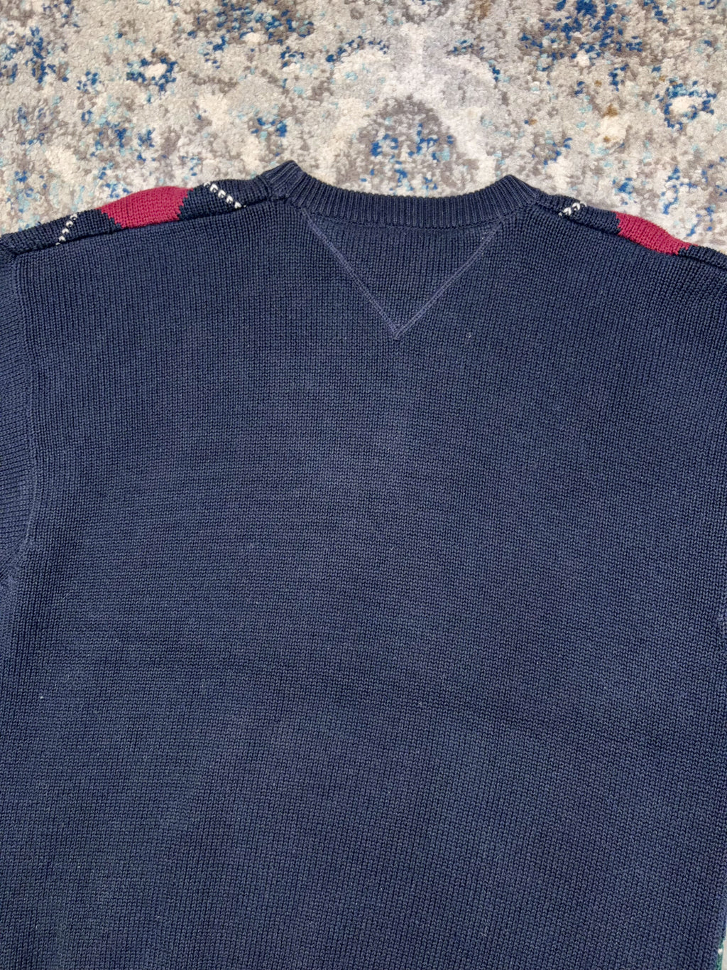 Vintage Tommy Hilfiger Embroidered Crest Argyle Plaid Knit Sweater Size XL