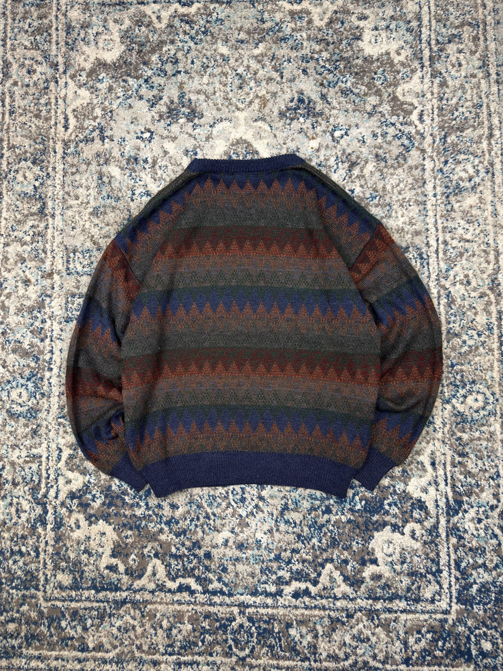 Vintage 90s Jantzen Classics Diamond Pattern Pullover Knit Sweater Size XL