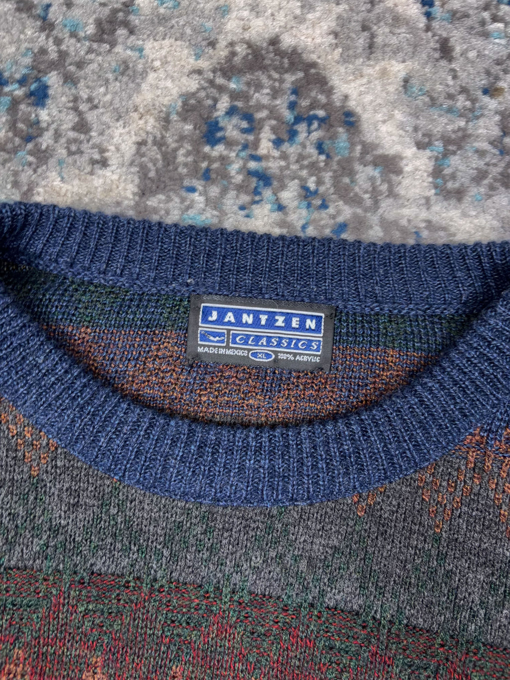 Vintage 90s Jantzen Classics Diamond Pattern Pullover Knit Sweater Size XL