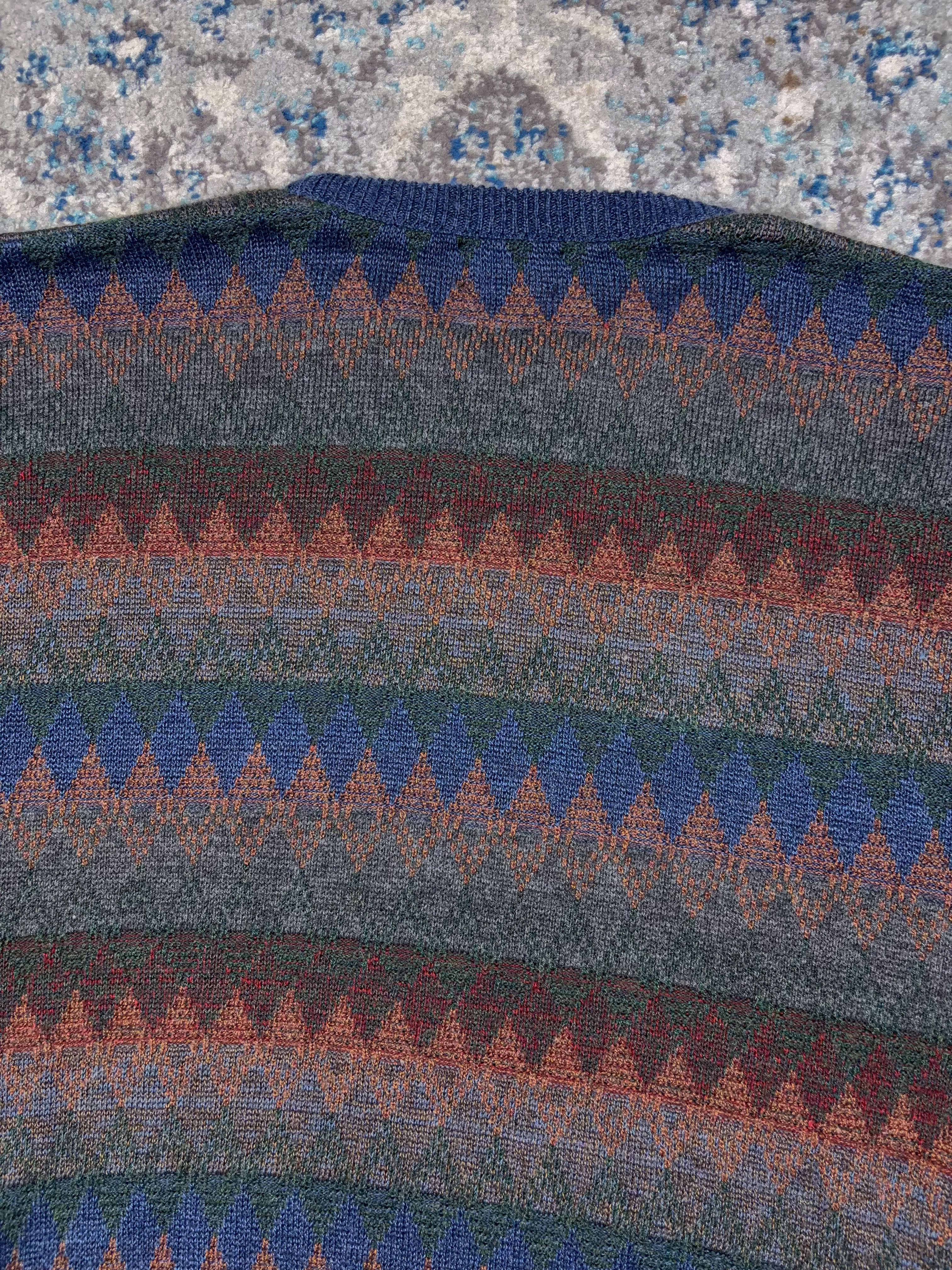 Vintage 90s Jantzen Classics Diamond Pattern Pullover Knit Sweater Size XL