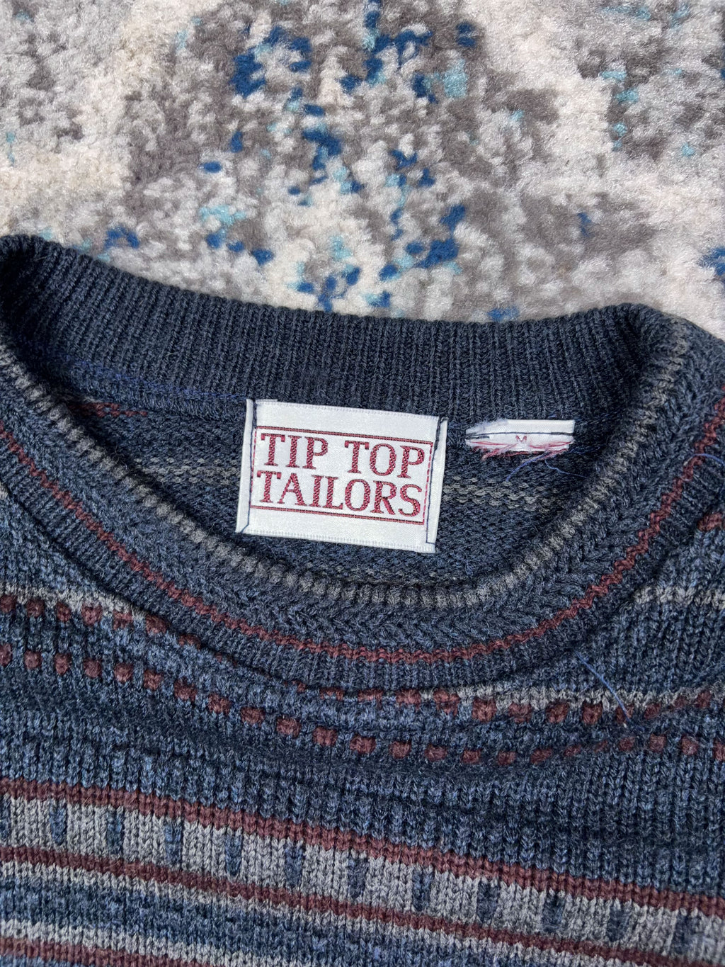 Vintage Tip Top Tailors Striped Pattern Pullover Knit Sweater Size Medium