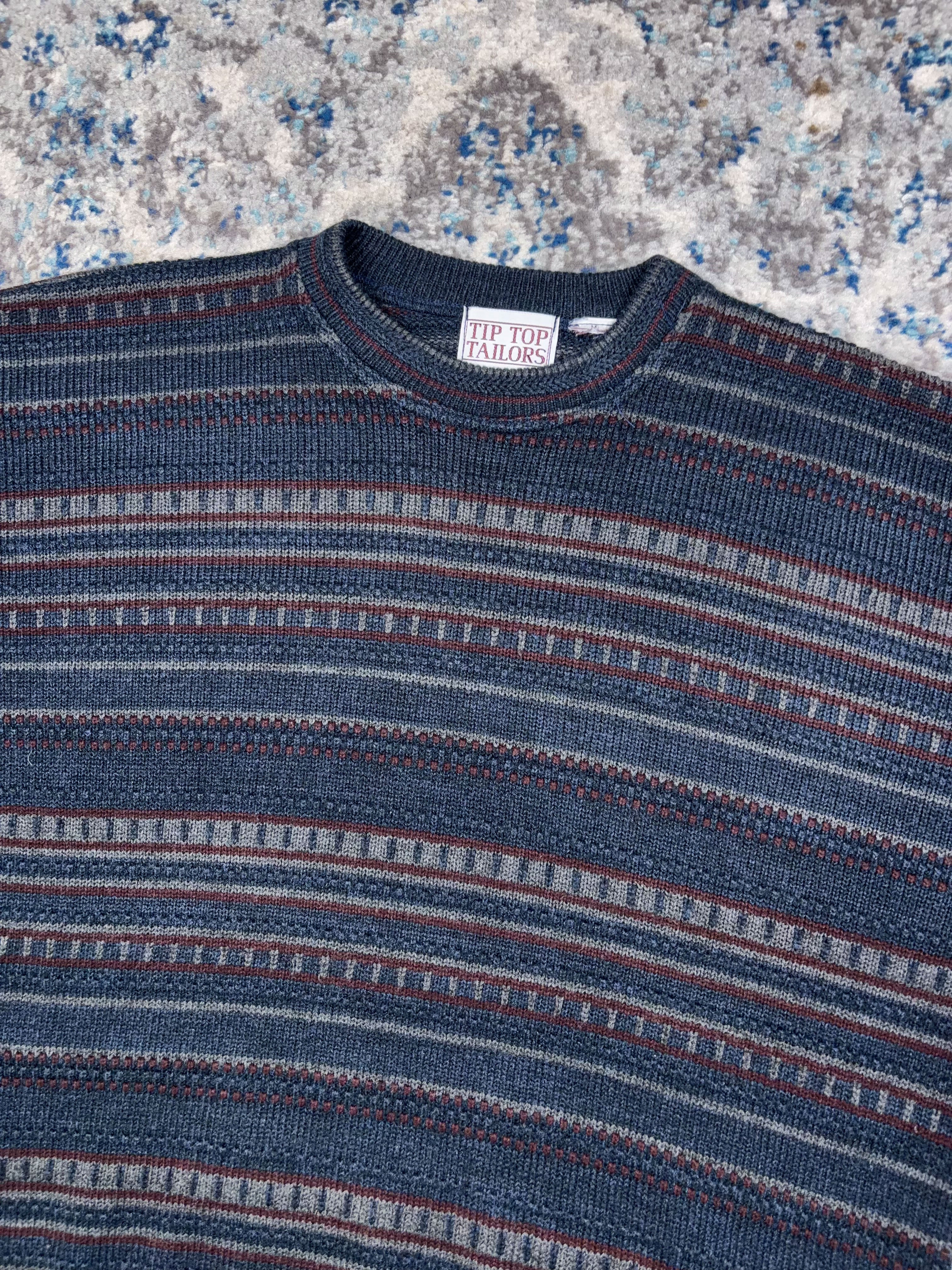 Vintage Tip Top Tailors Striped Pattern Pullover Knit Sweater Size Medium