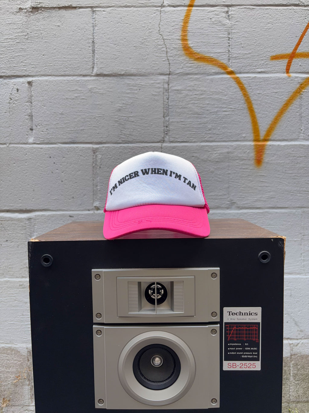 Vintage Im Nicer When Im Tan Slogan Spellout Trucker Snapback Hat OSFA
