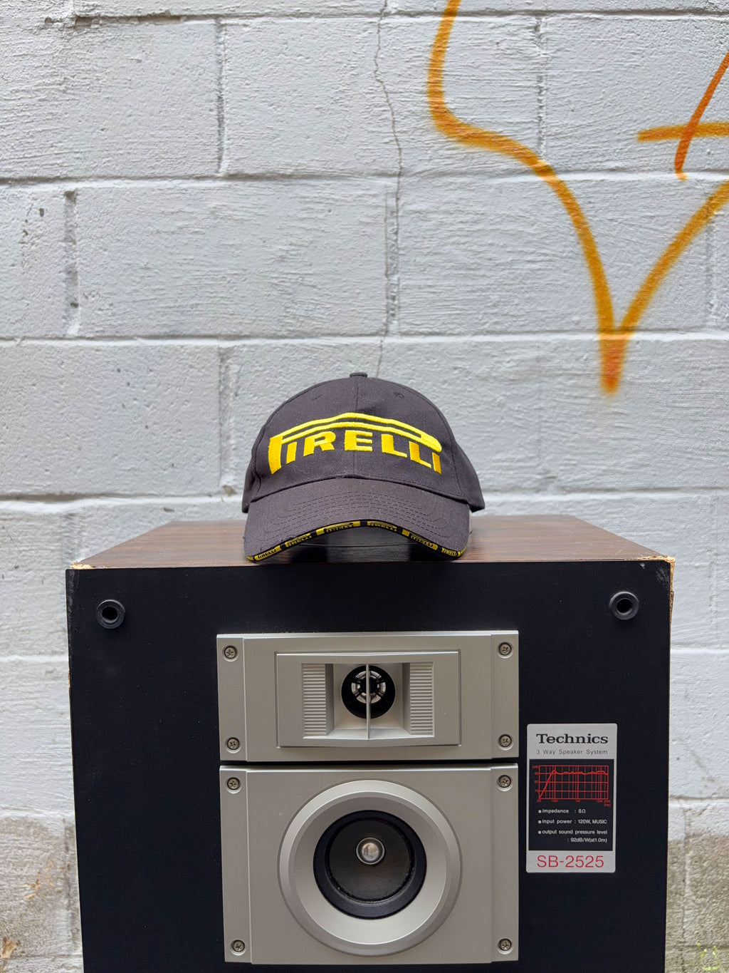 Vintage Pirelli Tires Embroidered Spellout Logo Strapback Hat OSFA