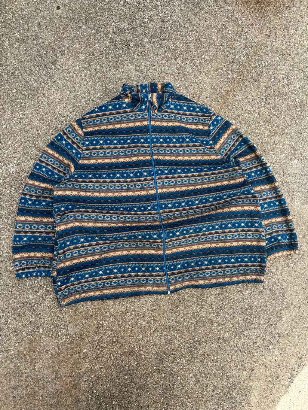 Vintage 90s Tudor Court Abstract Stripe Pattern Full Zip Sweatshirt Size 2XL