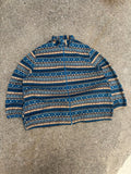 Vintage 90s Tudor Court Abstract Stripe Pattern Full Zip Sweatshirt Size 2XL