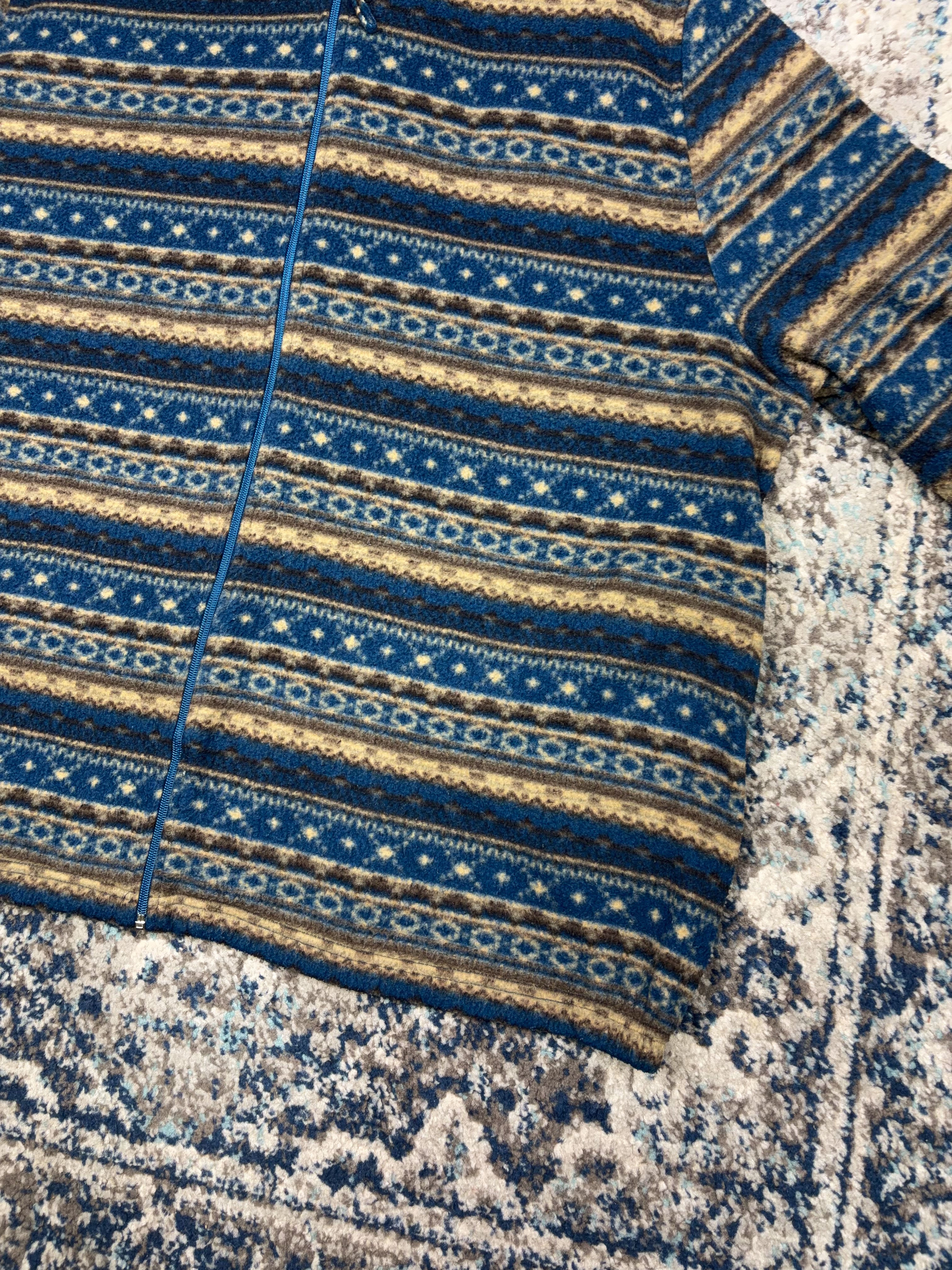 Vintage 90s Tudor Court Abstract Stripe Pattern Full Zip Sweatshirt Size 2XL
