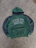 Vintage Michigan State Spartans NCAA Embroidered Arc Spellout Hooded Sweatshirt Size Large