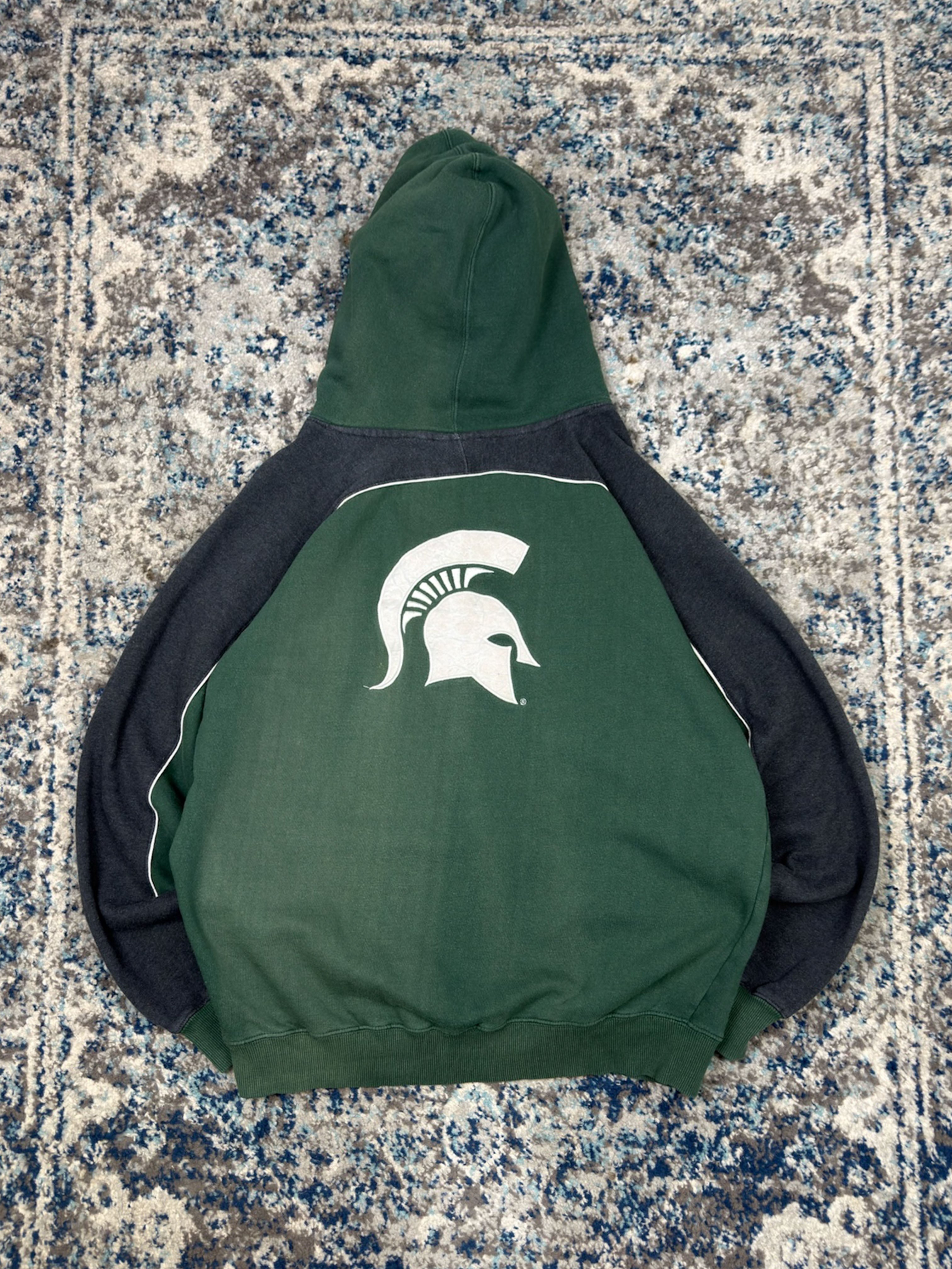Vintage Michigan State Spartans NCAA Embroidered Arc Spellout Hooded Sweatshirt Size Large