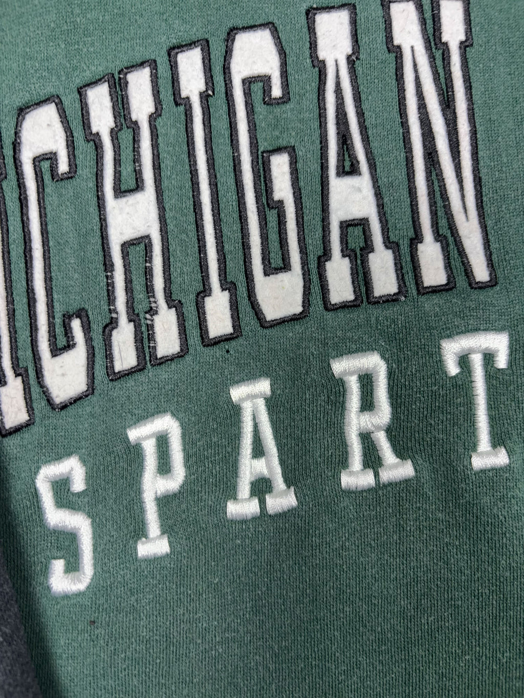 Vintage Michigan State Spartans NCAA Embroidered Arc Spellout Hooded Sweatshirt Size Large