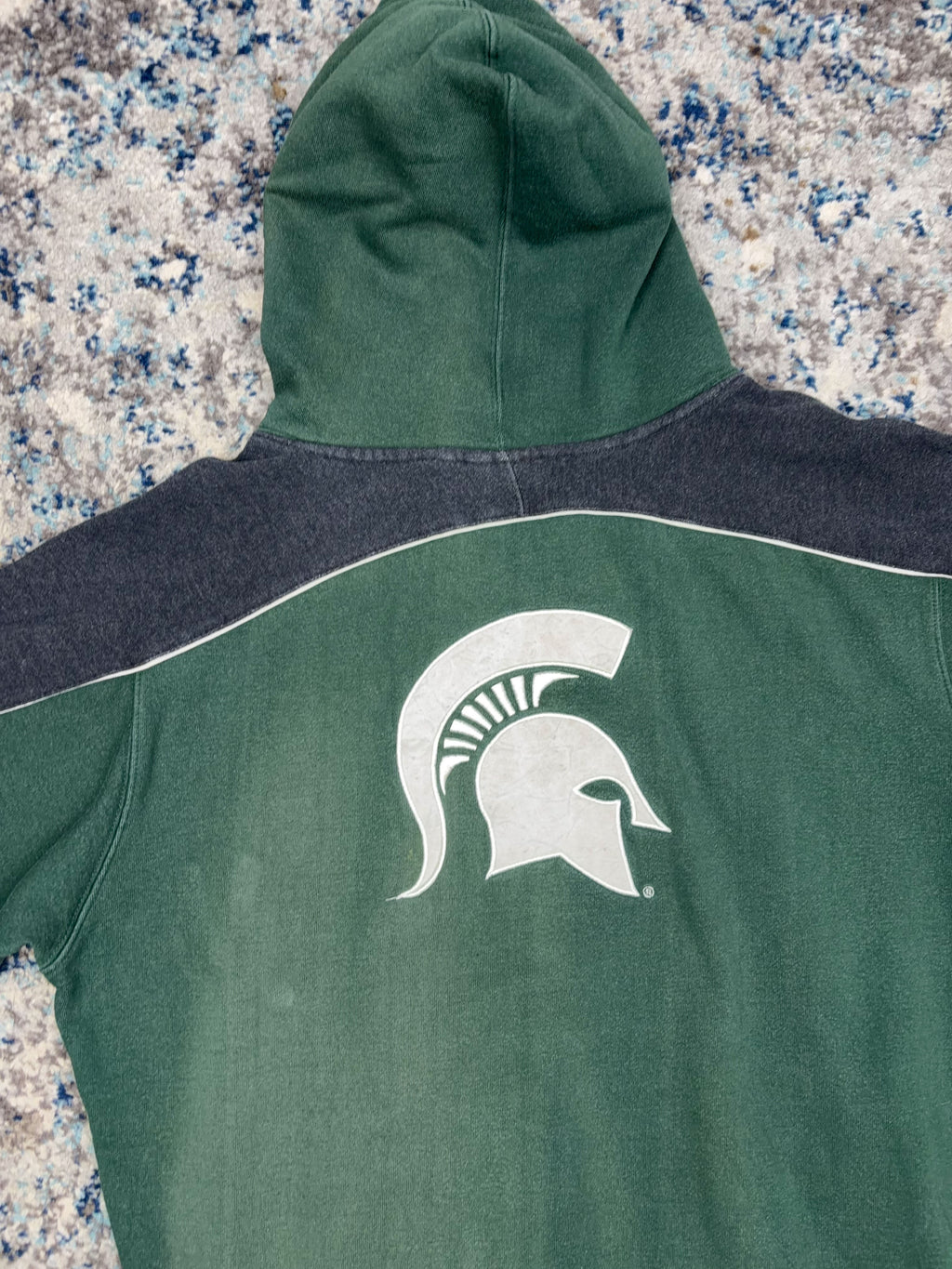Vintage Michigan State Spartans NCAA Embroidered Arc Spellout Hooded Sweatshirt Size Large