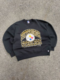 Vintage 1995 Pittsburgh Steelers NFL Logo Arc Spellout Graphic Sweatshirt Size Large