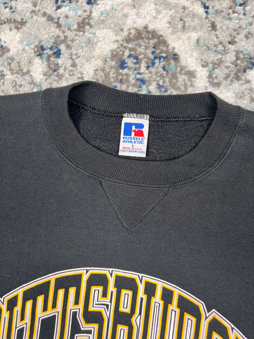 Vintage 1995 Pittsburgh Steelers NFL Logo Arc Spellout Graphic Sweatshirt Size Large