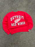 Vintage 90s Detroit Red Wings NHL Logo Graphic Spellout Sweatshirt Size XL
