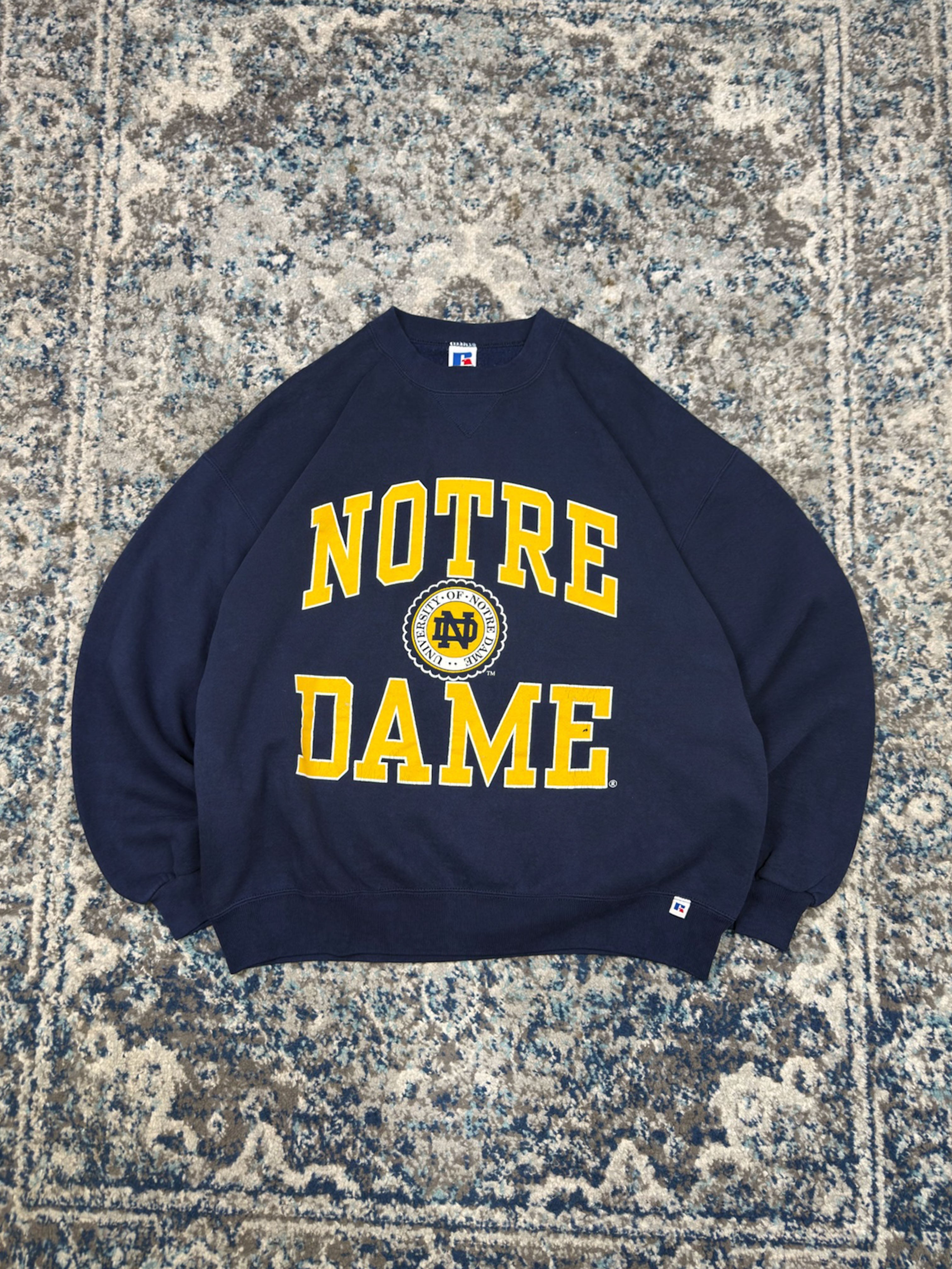 Vintage 90s Notre Dame Fighting Irish NCAA Big Spellout Sweatshirt Size XL