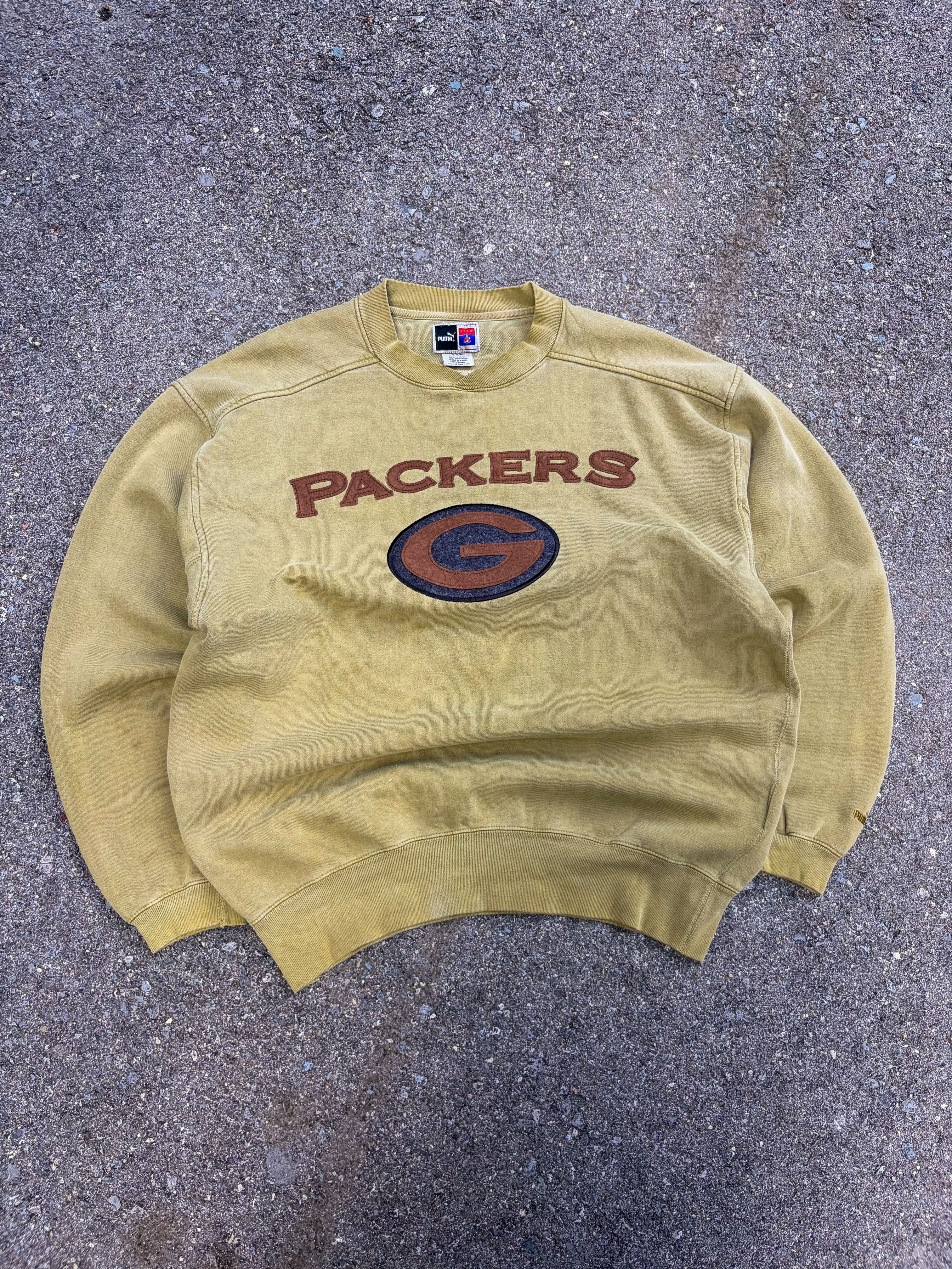 Vintage Green Bay Packers NFL Embroidered Spellout Earth Tone Sweatshirt Size Medium