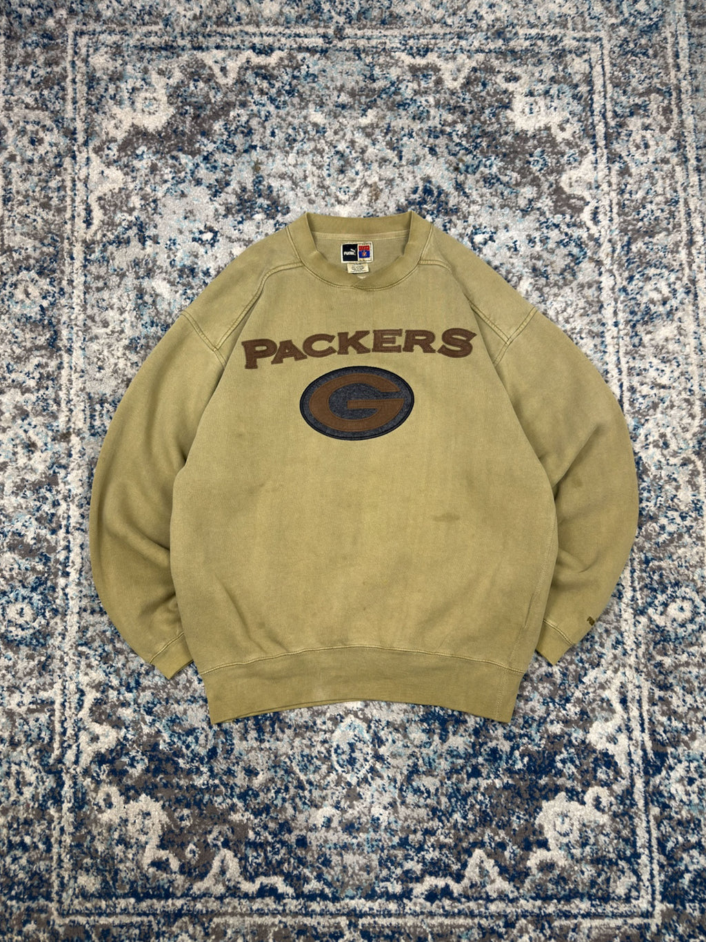 Vintage Green Bay Packers NFL Embroidered Spellout Earth Tone Sweatshirt Size Medium