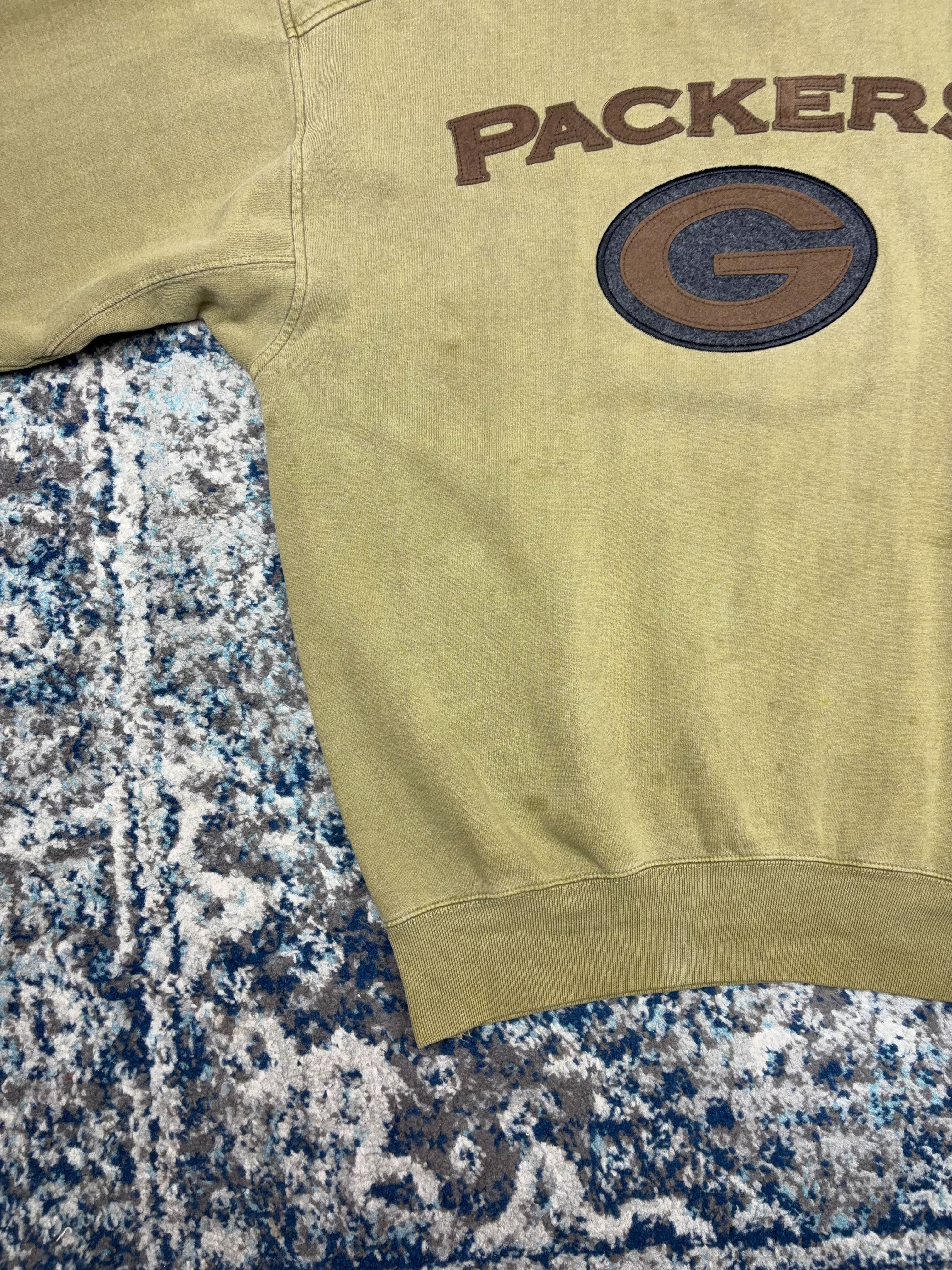 Vintage Green Bay Packers NFL Embroidered Spellout Earth Tone Sweatshirt Size Medium