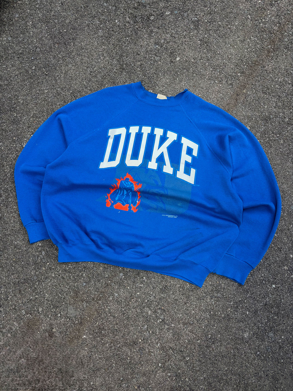 Vintage 80s/90s Duke Blue Devils NCAA Graphic Logo Spellout Crewneck Sweatshirt Size XL