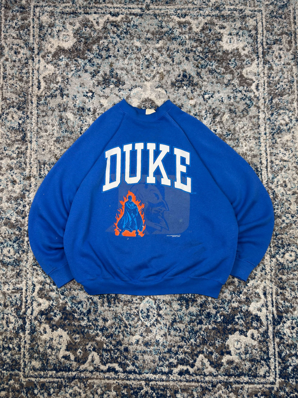 Vintage 80s/90s Duke Blue Devils NCAA Graphic Logo Spellout Crewneck Sweatshirt Size XL