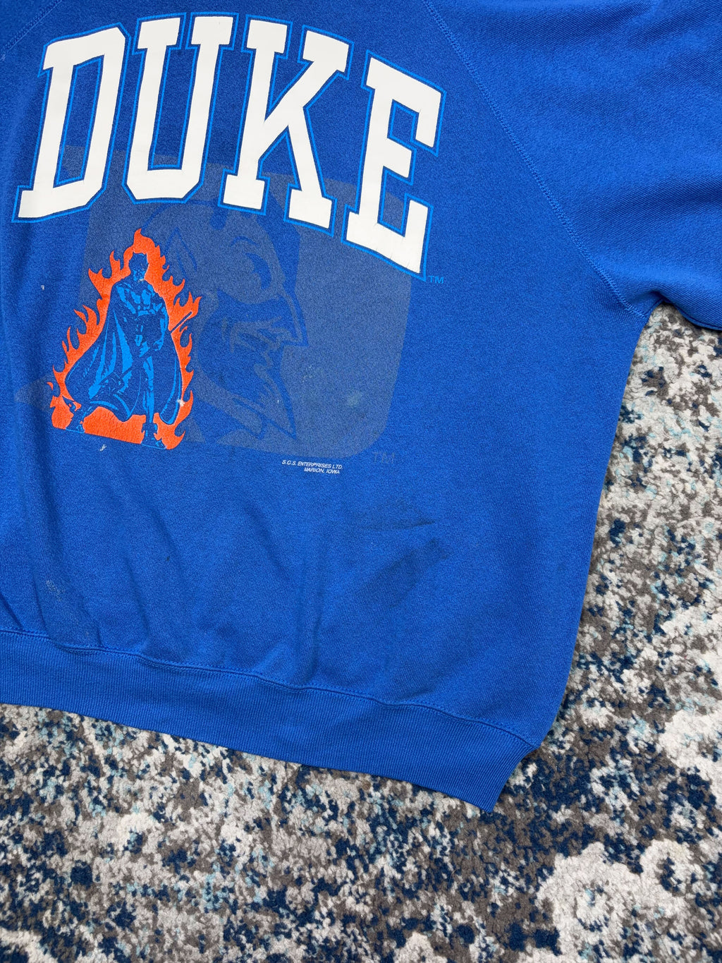 Vintage 80s/90s Duke Blue Devils NCAA Graphic Logo Spellout Crewneck Sweatshirt Size XL