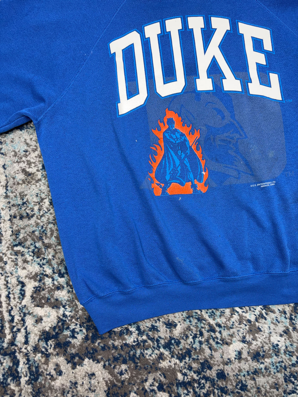 Vintage 80s/90s Duke Blue Devils NCAA Graphic Logo Spellout Crewneck Sweatshirt Size XL