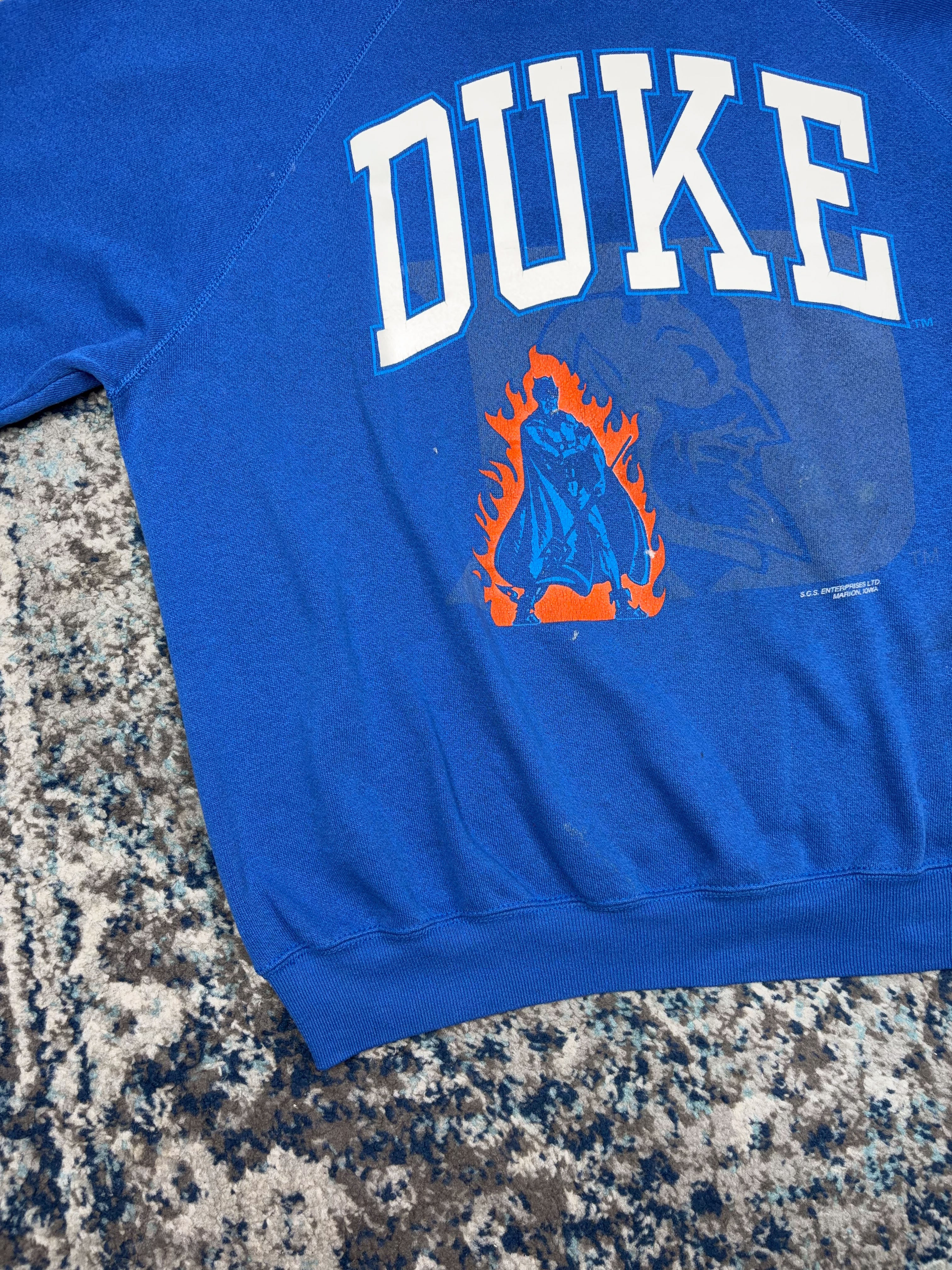 Vintage 80s/90s Duke Blue Devils NCAA Graphic Logo Spellout Crewneck Sweatshirt Size XL