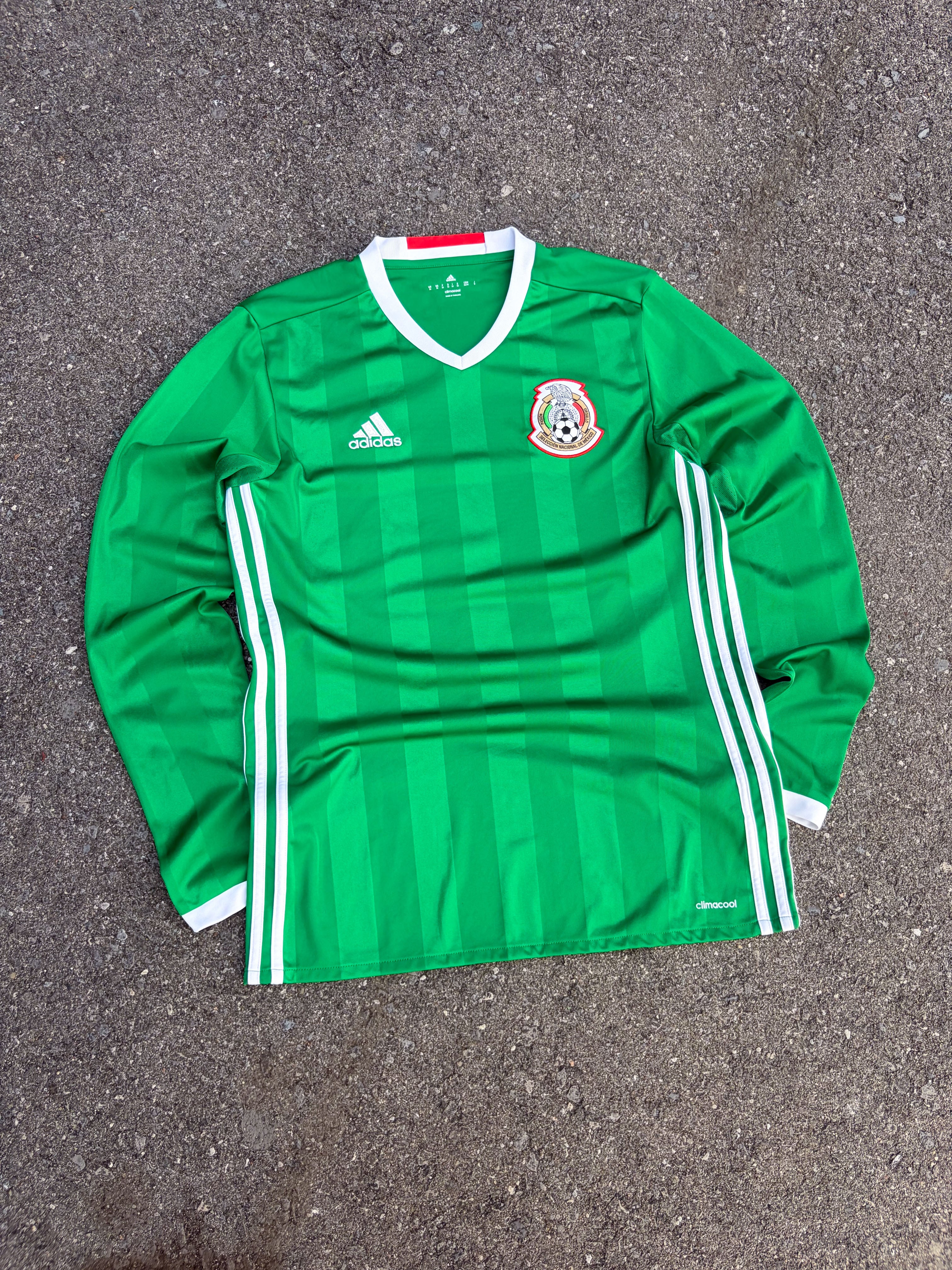 2016-17 Mexico Home Adidas Long Sleeve Soccer Jersey Size Medium