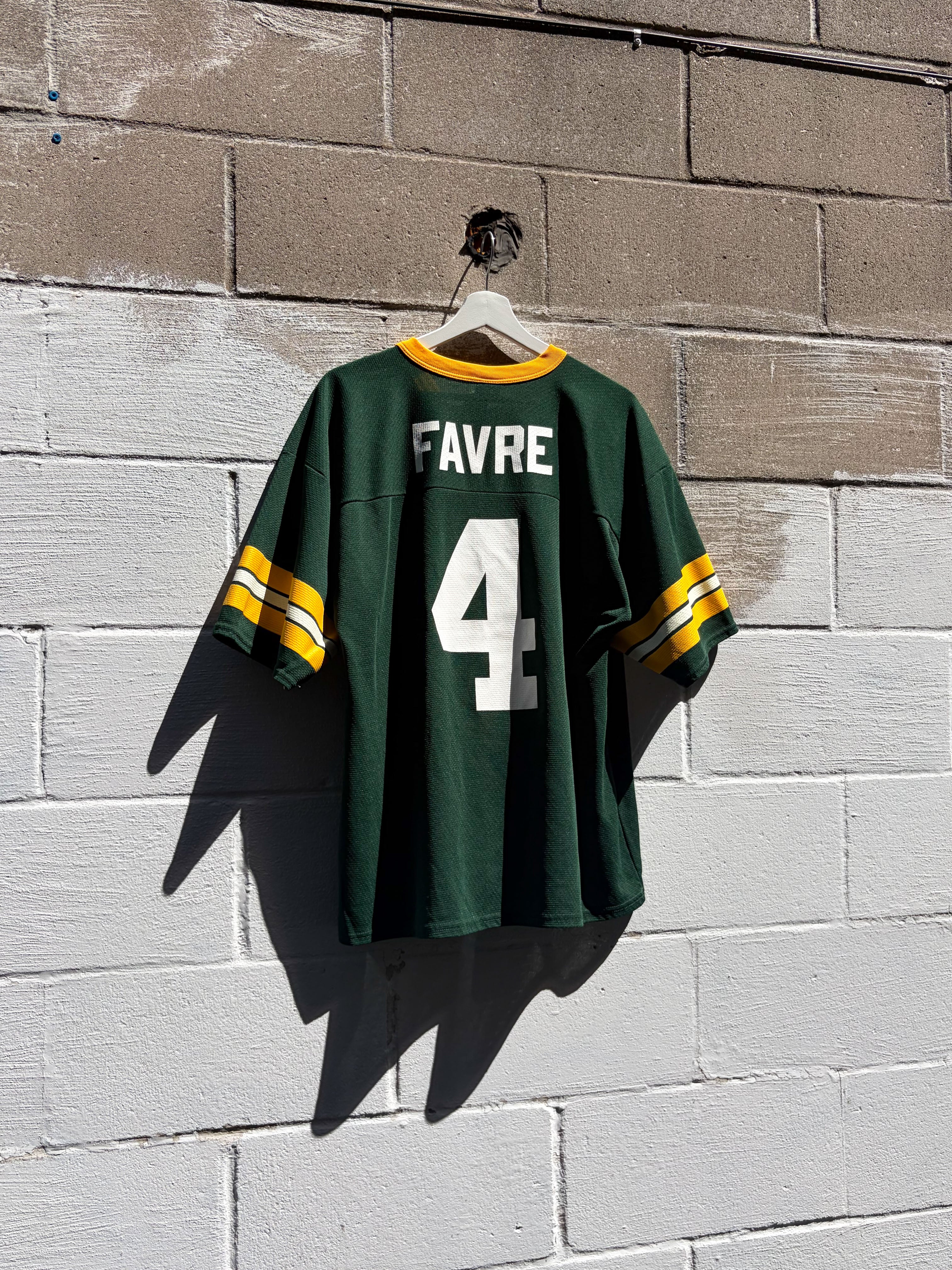 Vintage Brett Favre #4 Green Bay Packers NFL Logo 7 Football Jersey Size Large