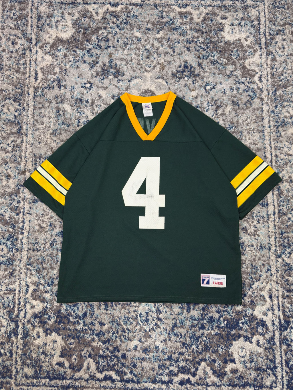 Vintage Brett Favre #4 Green Bay Packers NFL Logo 7 Football Jersey Size Large