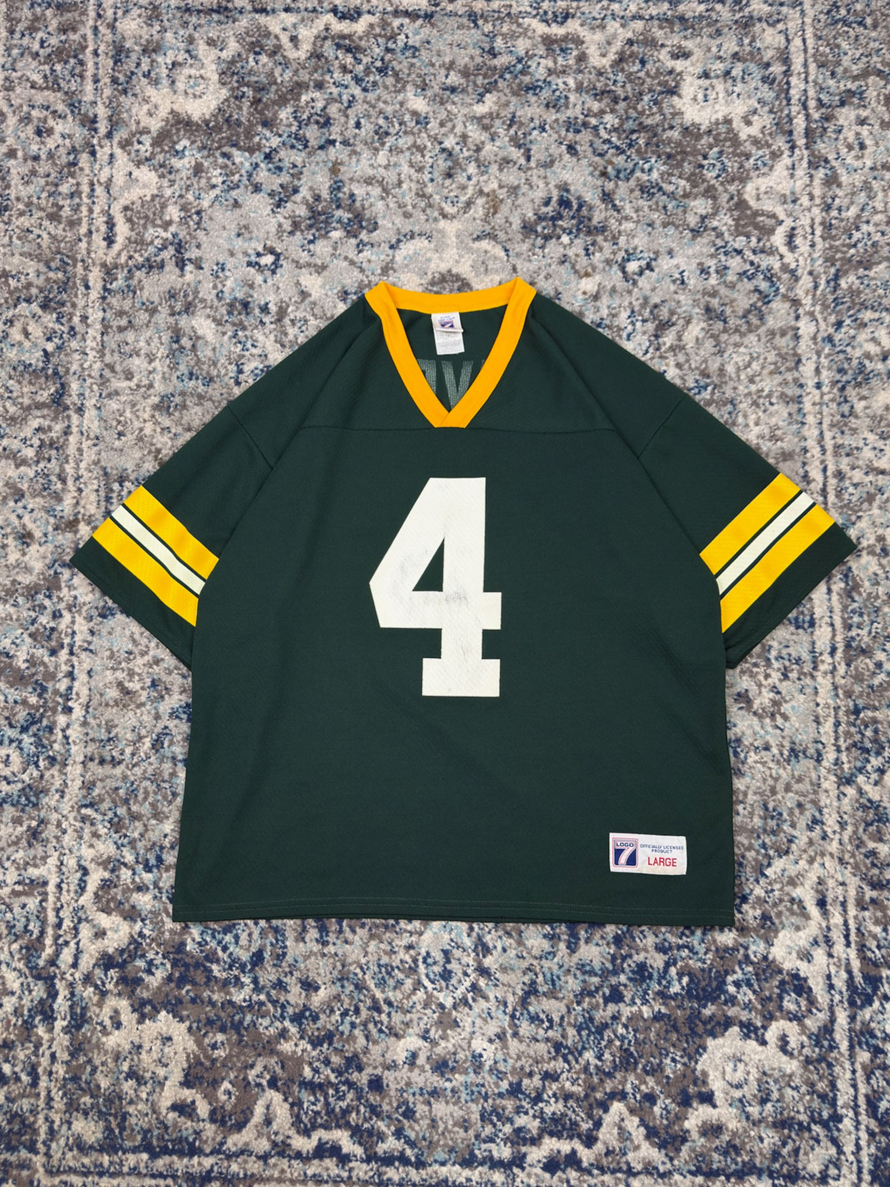 Vintage Brett Favre #4 Green Bay Packers NFL Logo 7 Football Jersey Size Large