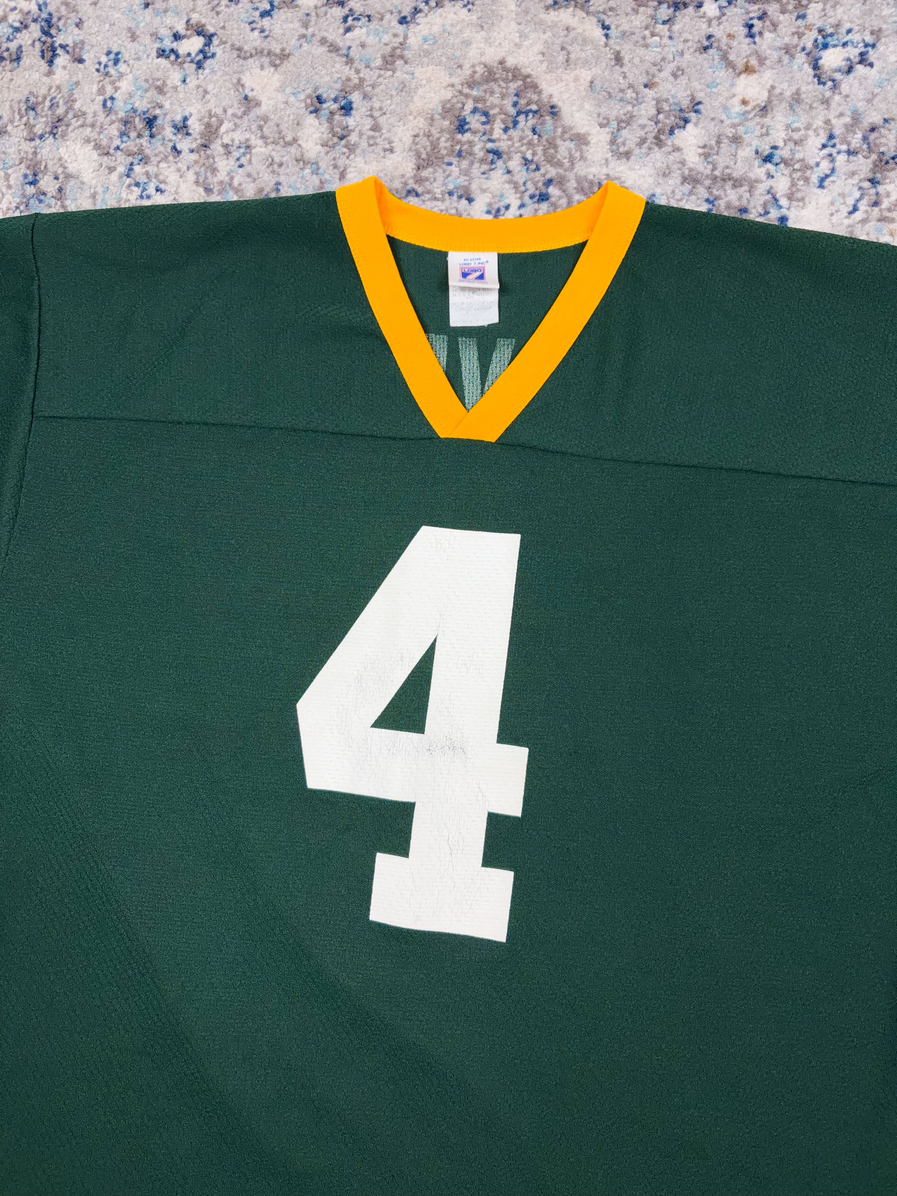 Vintage Brett Favre #4 Green Bay Packers NFL Logo 7 Football Jersey Size Large