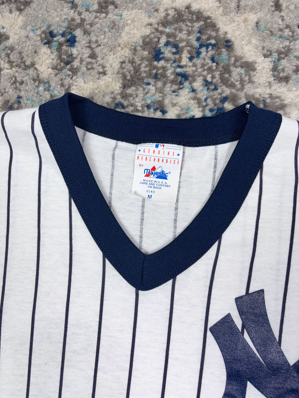 Vintage 90s Scott Brosius #18 New York Yankees MLB Pinstripe Shirt Jersey Size Medium
