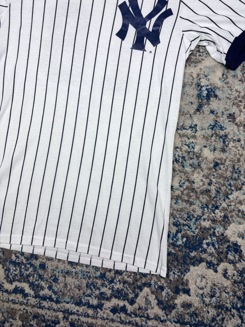 Vintage 90s Scott Brosius #18 New York Yankees MLB Pinstripe Shirt Jersey Size Medium