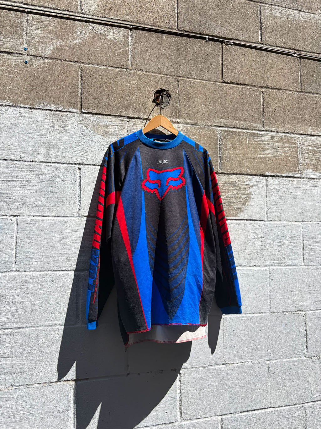 Vintage Fox Racing Motorsport Sleeve Spellout Graphic Motocross Jersey Size Medium