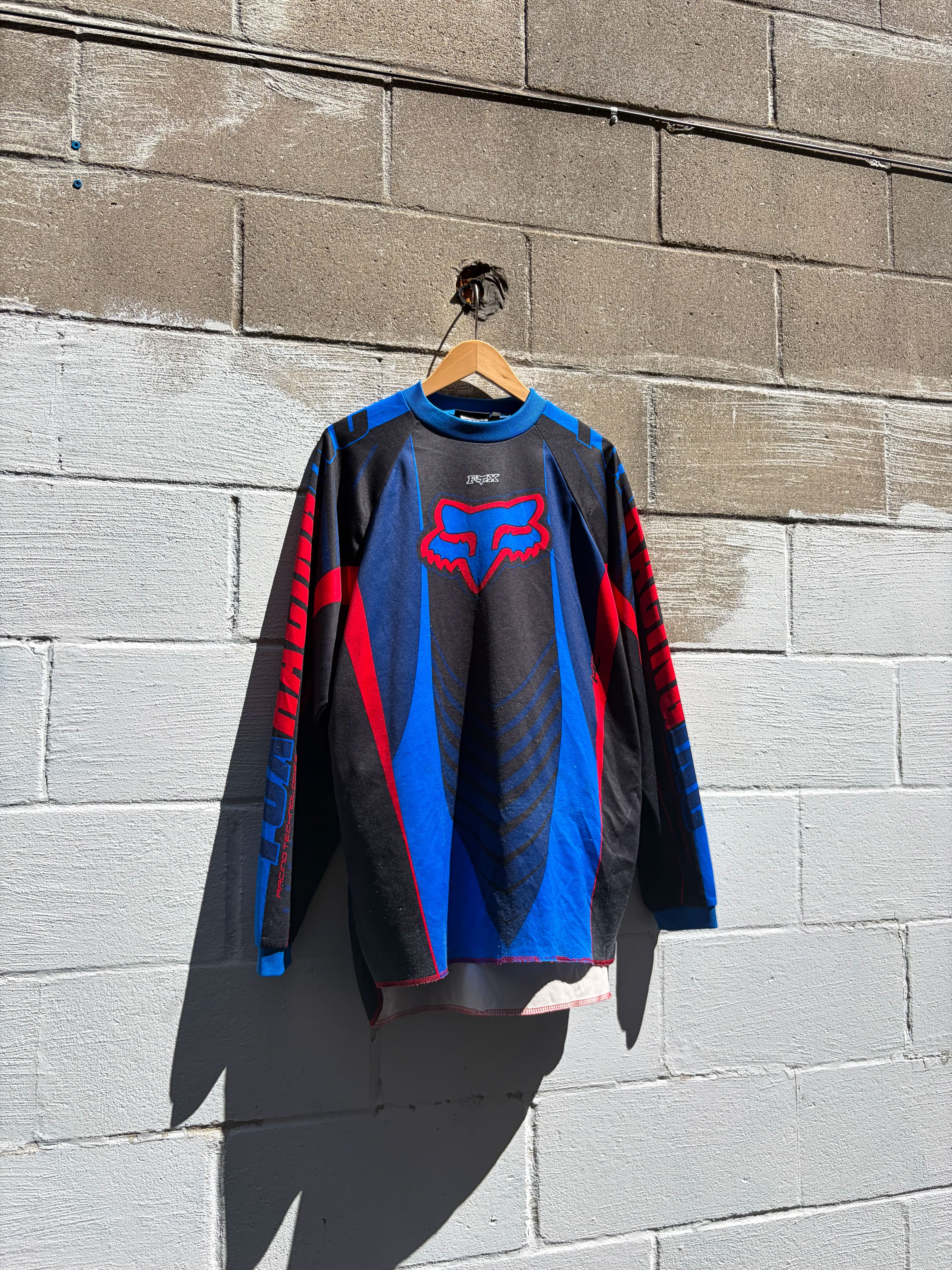Vintage Fox Racing Motorsport Sleeve Spellout Graphic Motocross Jersey Size Medium