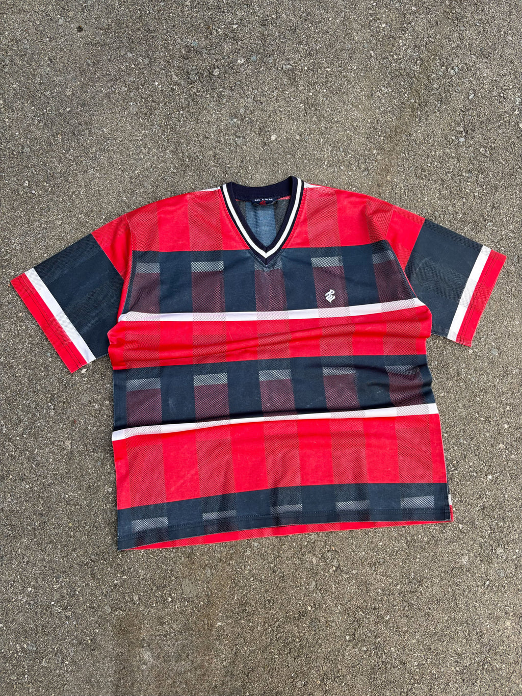 Vintage Y2K Rocawear Embroidered Logo Striped Mesh Jersey Size XL