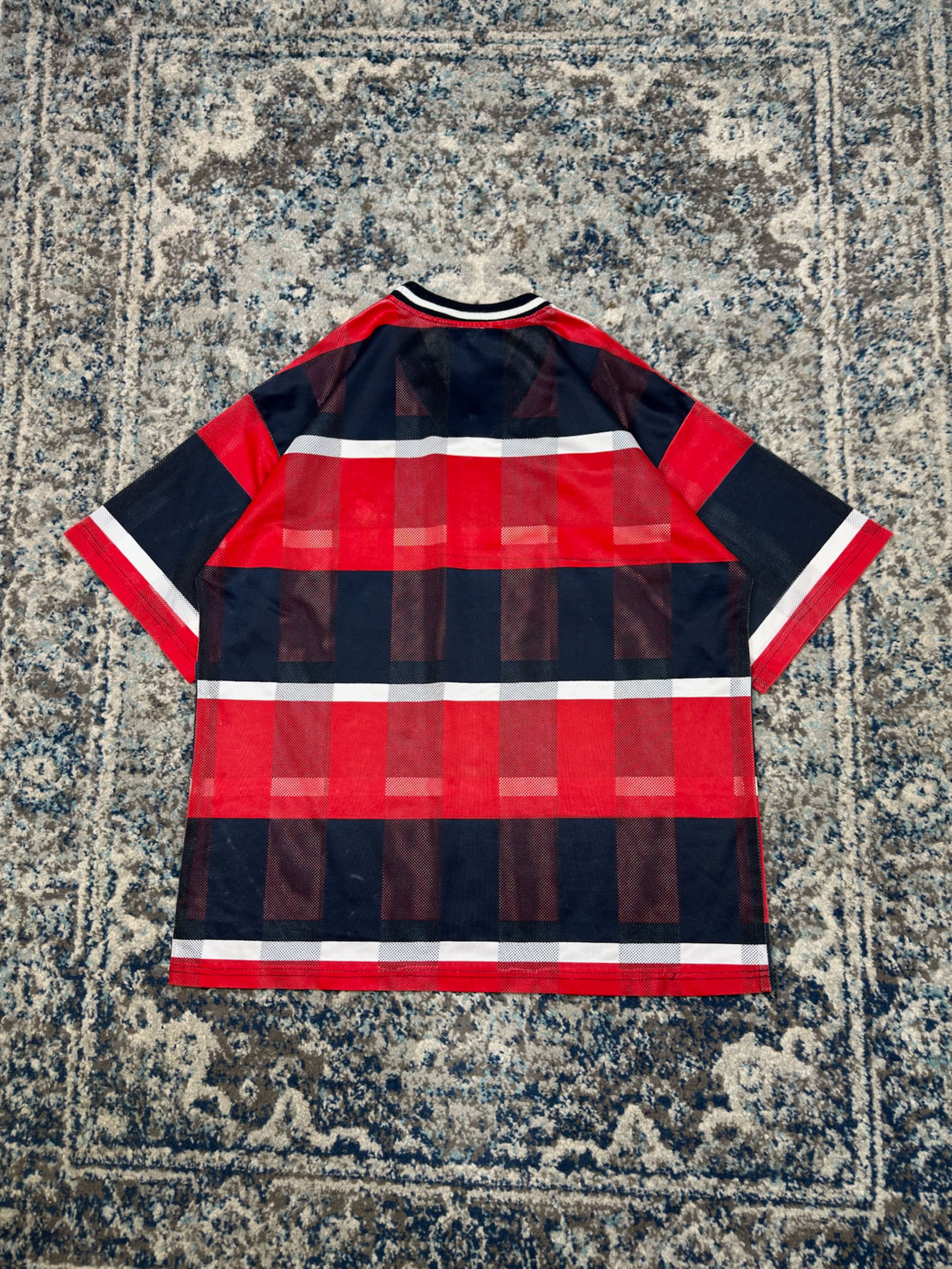 Vintage Y2K Rocawear Embroidered Logo Striped Mesh Jersey Size XL