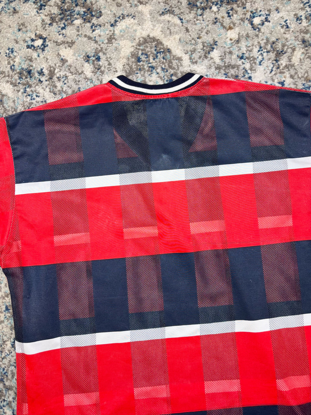 Vintage Y2K Rocawear Embroidered Logo Striped Mesh Jersey Size XL