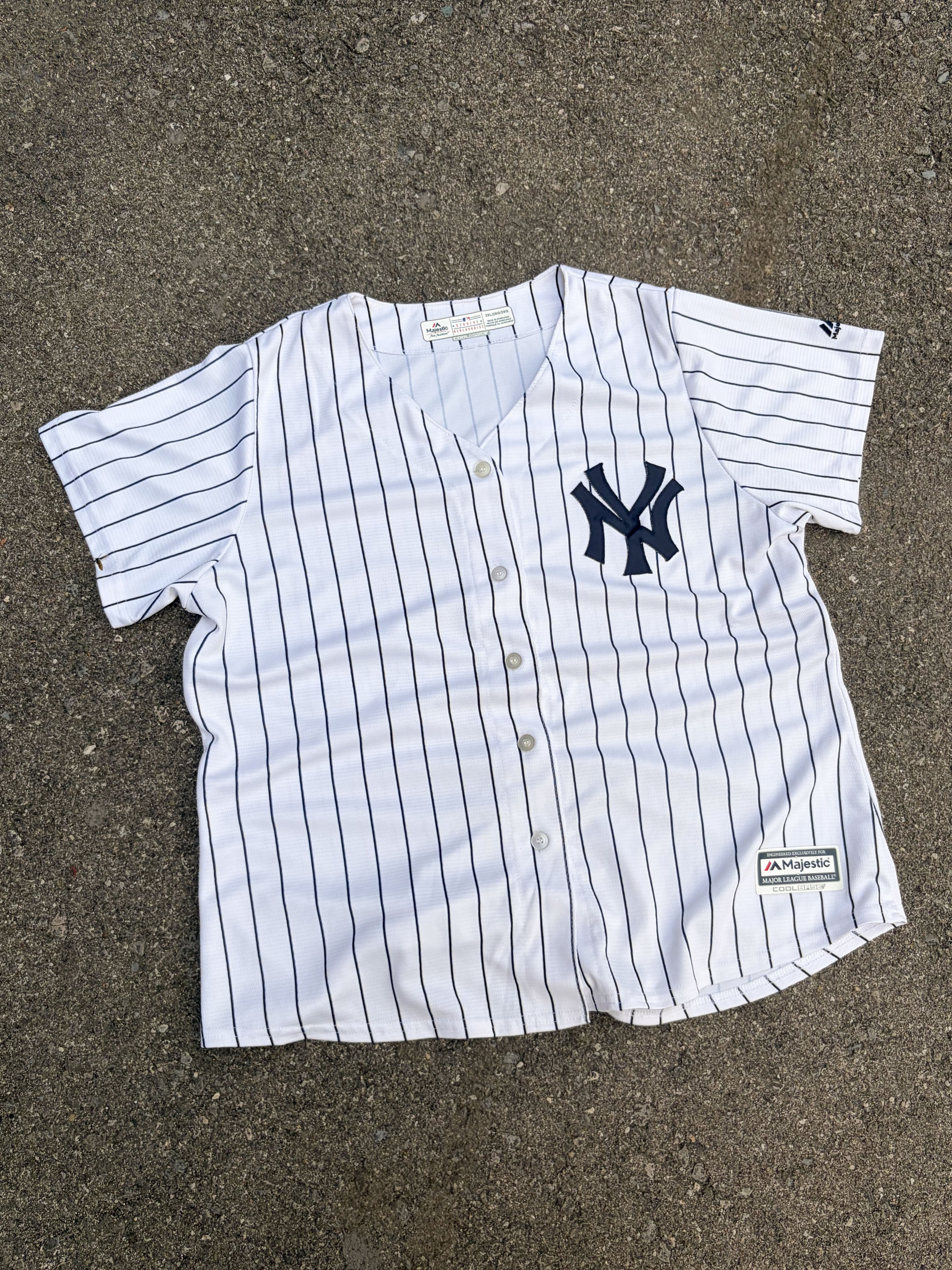 New York Yankees MLB Majestic Pinstripe Stitched Baseball Jersey Size 2XL