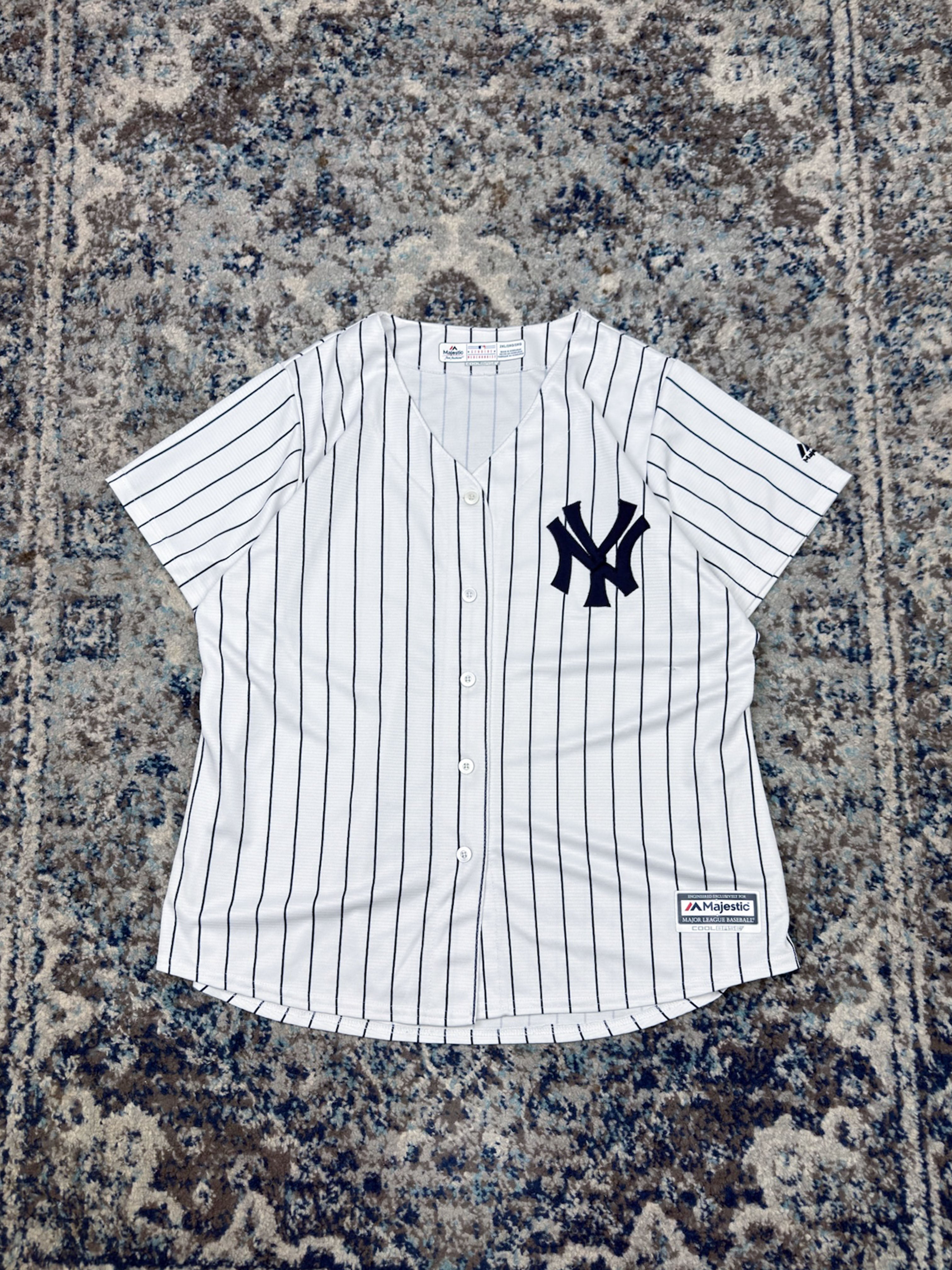 New York Yankees MLB Majestic Pinstripe Stitched Baseball Jersey Size 2XL