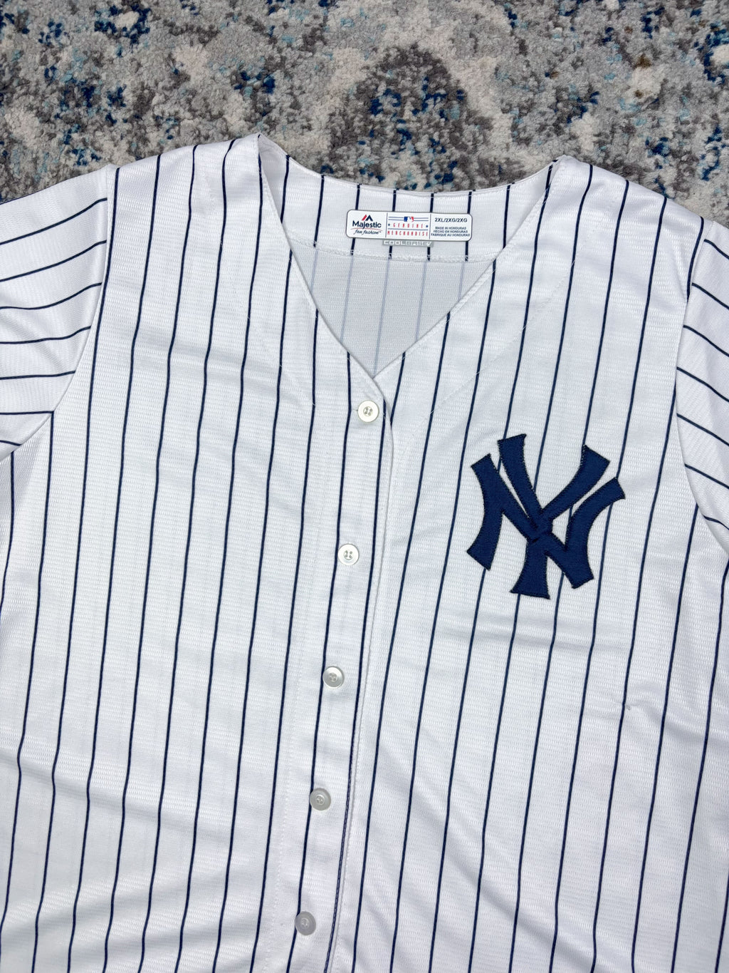 New York Yankees MLB Majestic Pinstripe Stitched Baseball Jersey Size 2XL