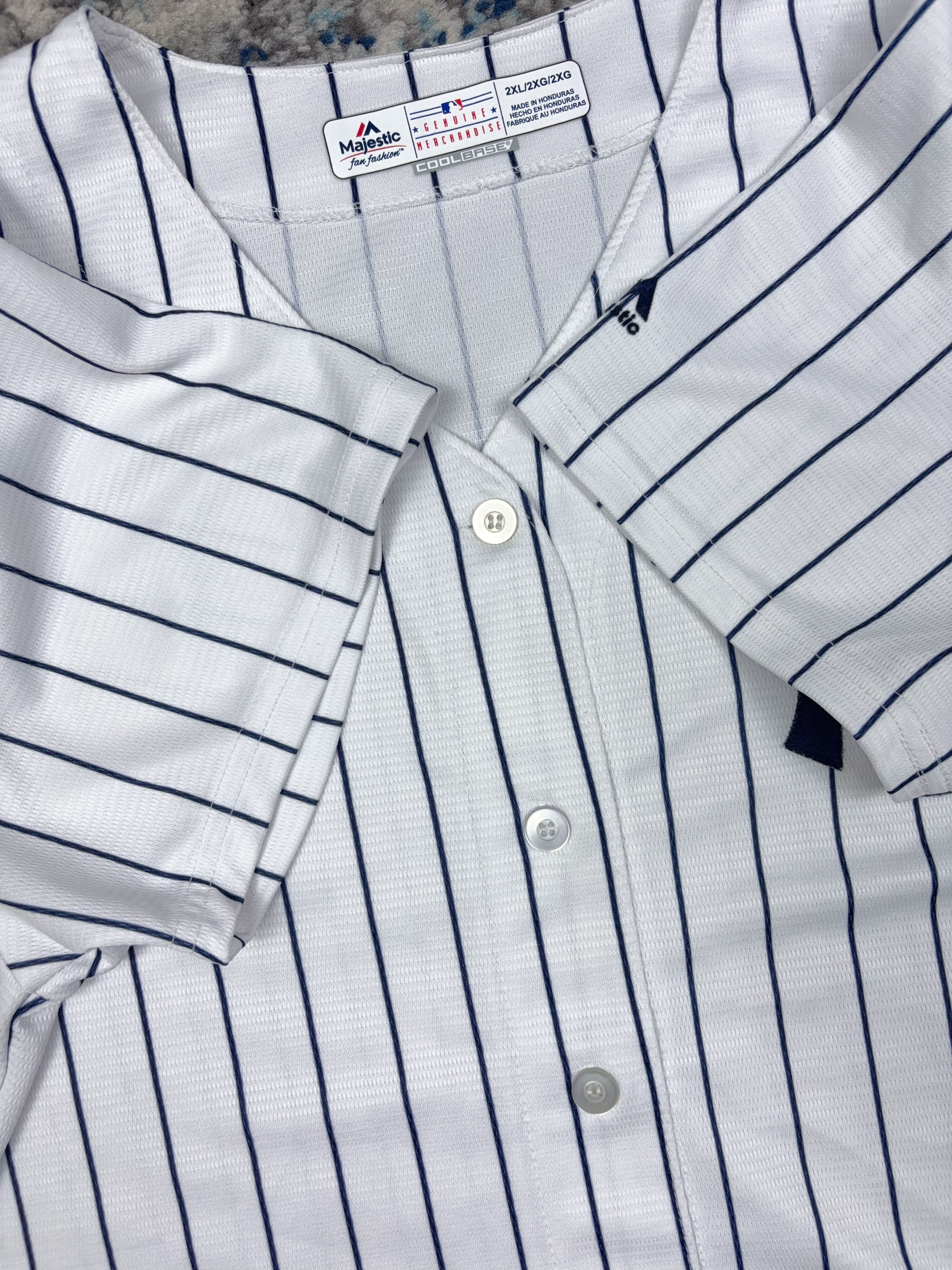 New York Yankees MLB Majestic Pinstripe Stitched Baseball Jersey Size 2XL