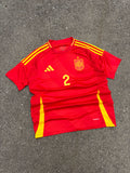 2024 Dani Carvajal #2 Spain Adidas Home Slim Fit Soccer Jersey Size Large