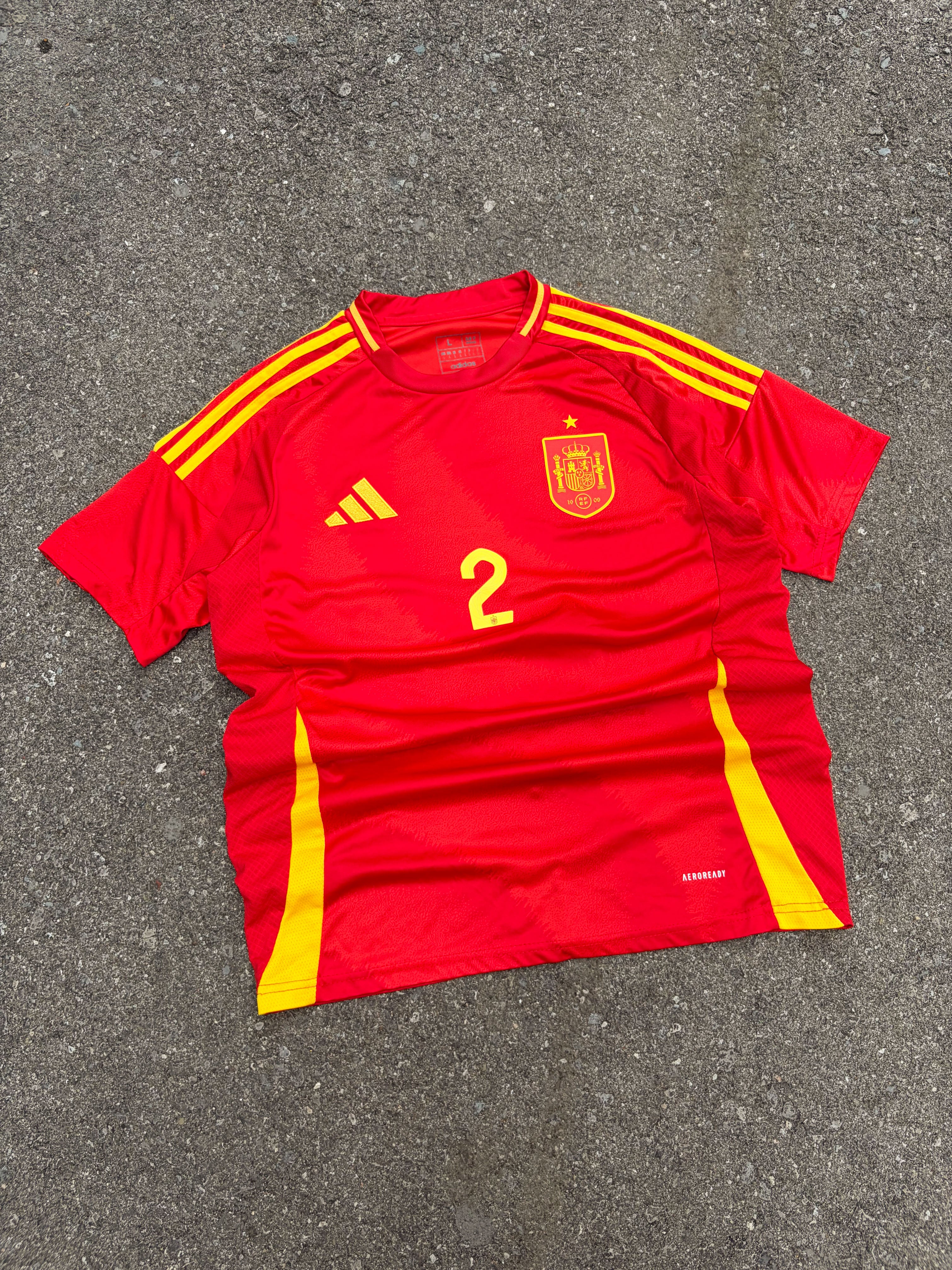 2024 Dani Carvajal #2 Spain Adidas Home Slim Fit Soccer Jersey Size Large