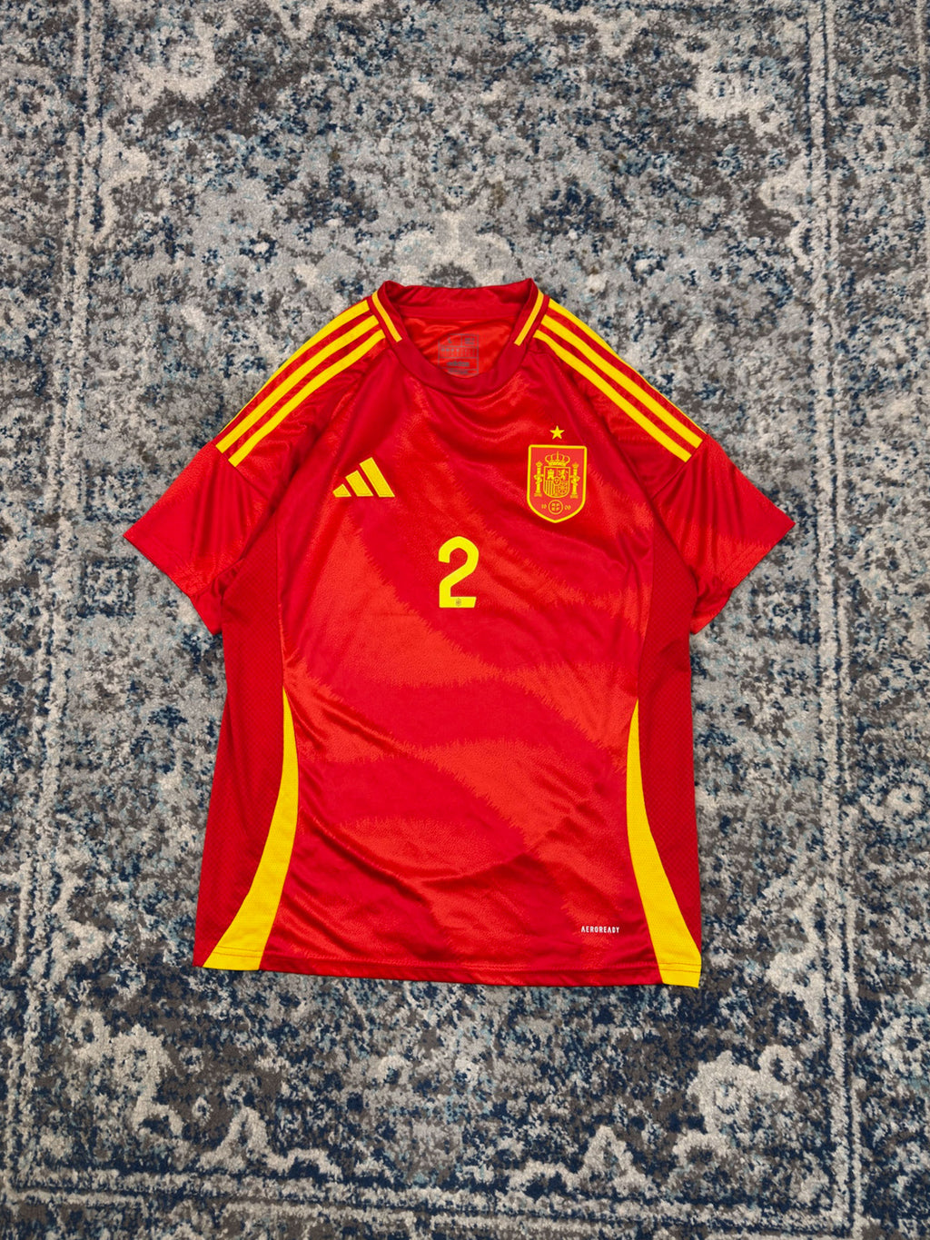 2024 Dani Carvajal #2 Spain Adidas Home Slim Fit Soccer Jersey Size Large